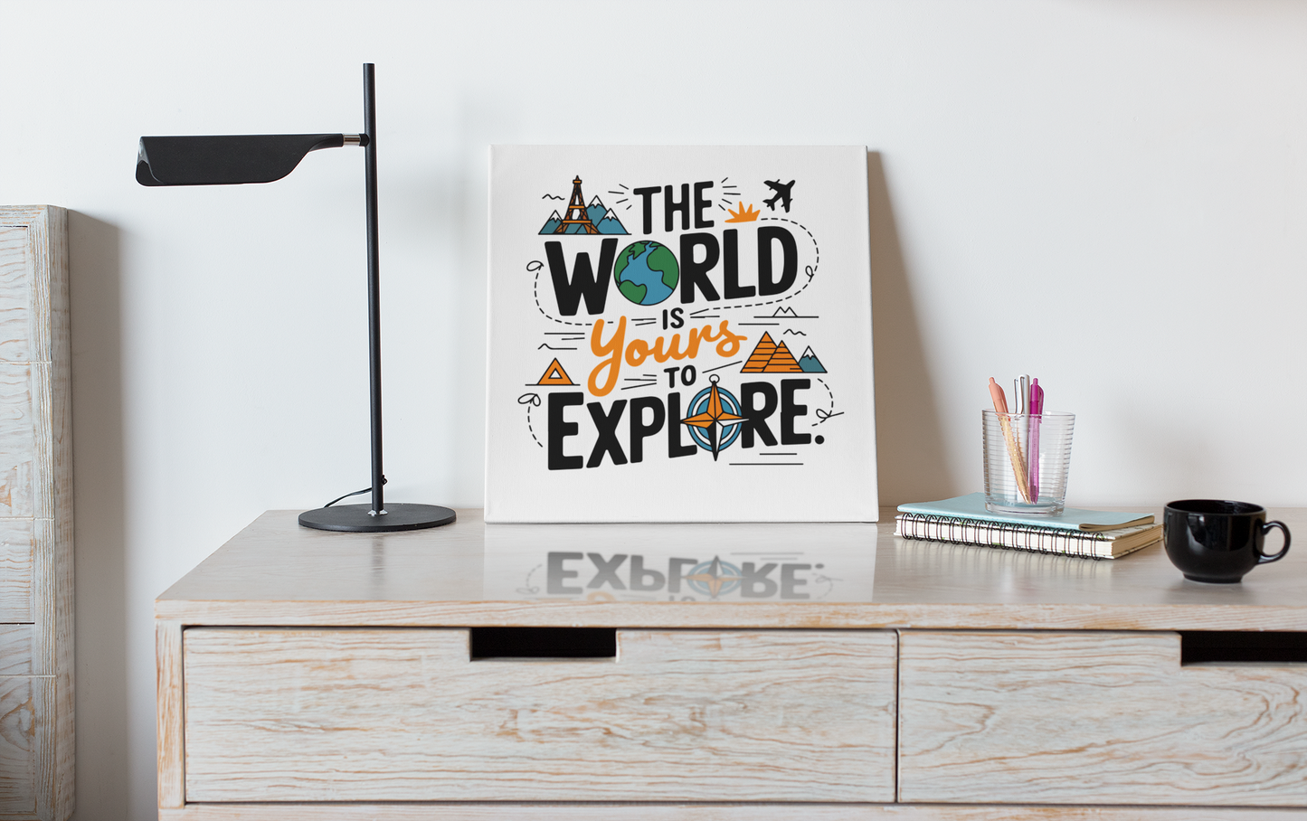 Adventure Canvas Wall Art - The World is Yours to Explore, Travel Decor, Inspirational Art, Gift for Wanderlusters, Home Decor - Graffiti
