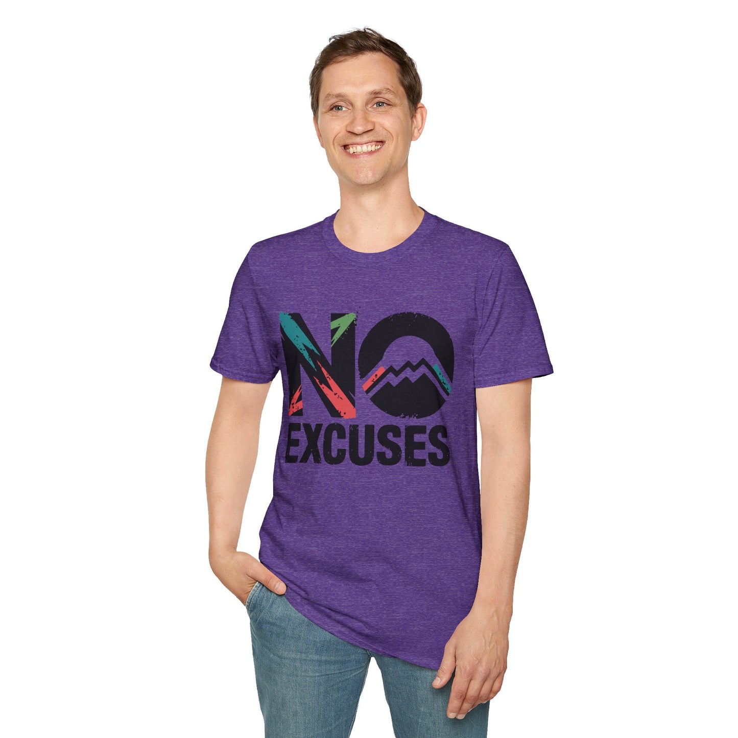 Motivational Unisex T-Shirt, No Excuses Tee, Casual Wear, Fitness Appare, Workout Gift, Positive Quote Shirt, Everyday Comfort - Graffiti