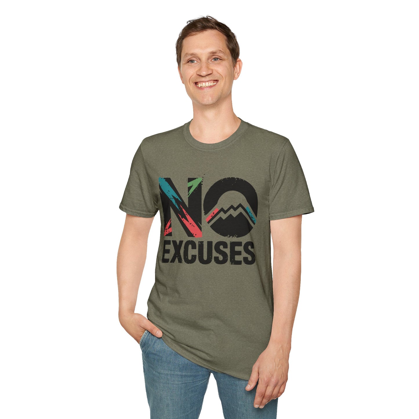 Motivational Unisex T-Shirt, No Excuses Tee, Casual Wear, Fitness Appare, Workout Gift, Positive Quote Shirt, Everyday Comfort - Graffiti