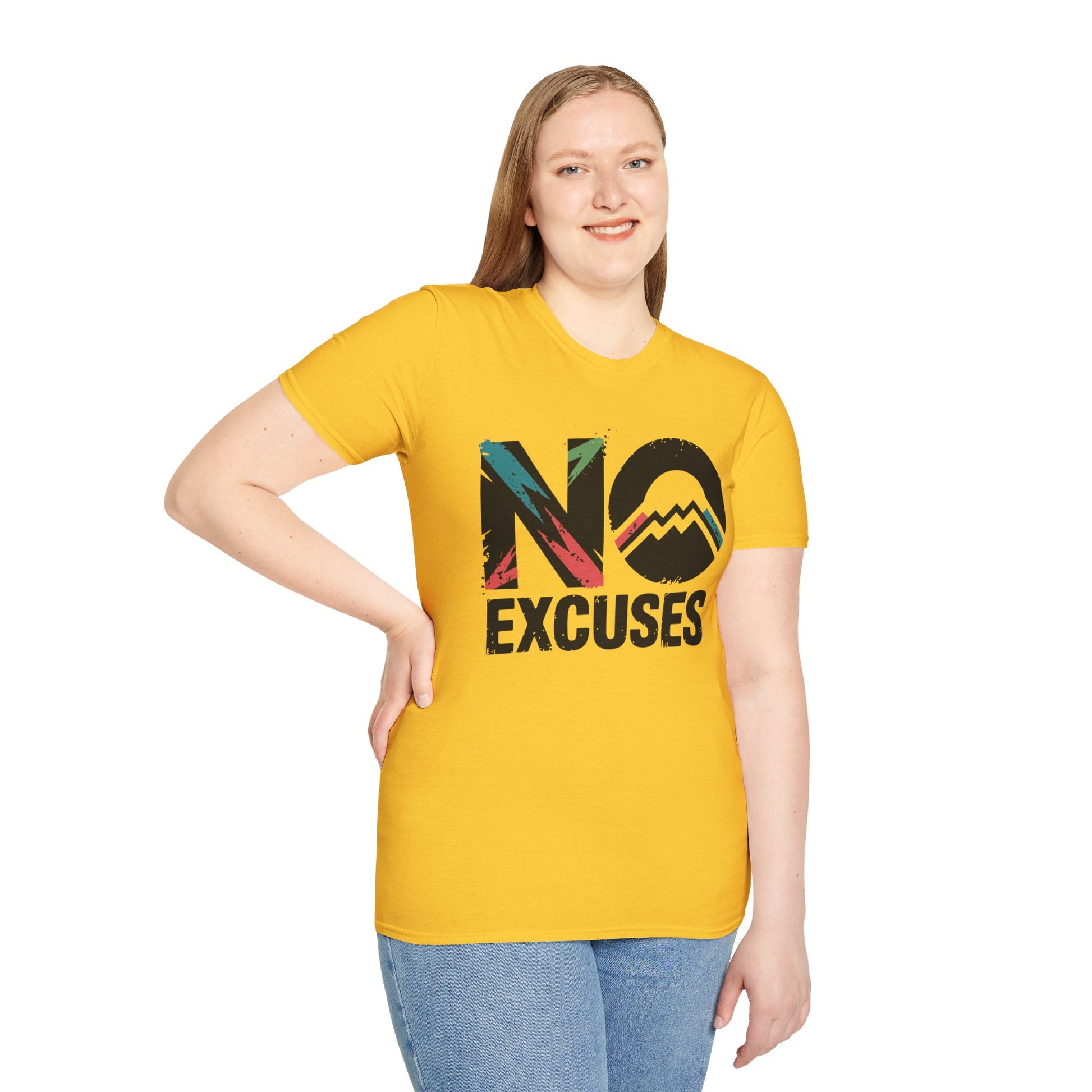 Motivational Unisex T-Shirt, No Excuses Tee, Casual Wear, Fitness Appare, Workout Gift, Positive Quote Shirt, Everyday Comfort - Graffiti