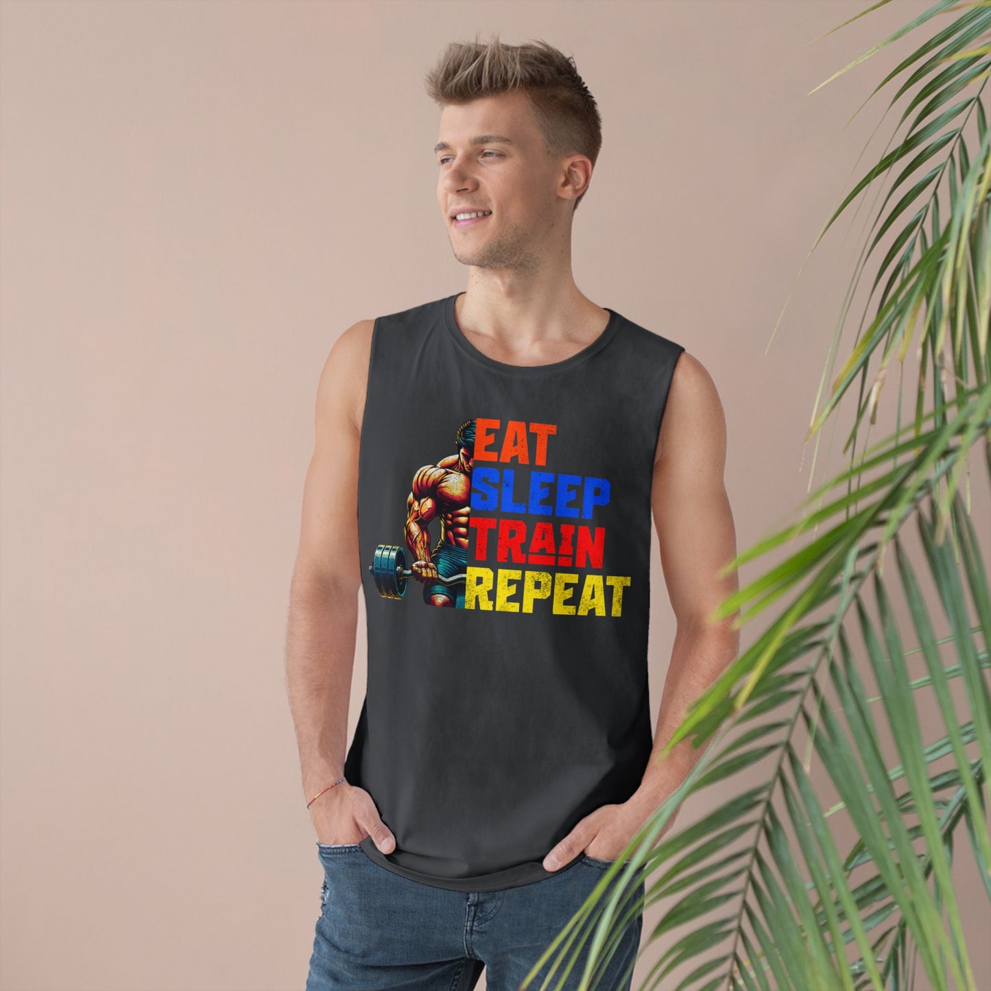 Tank Top - Men Barnard - Eat, Sleep, Train, and Repeat - Graffiti