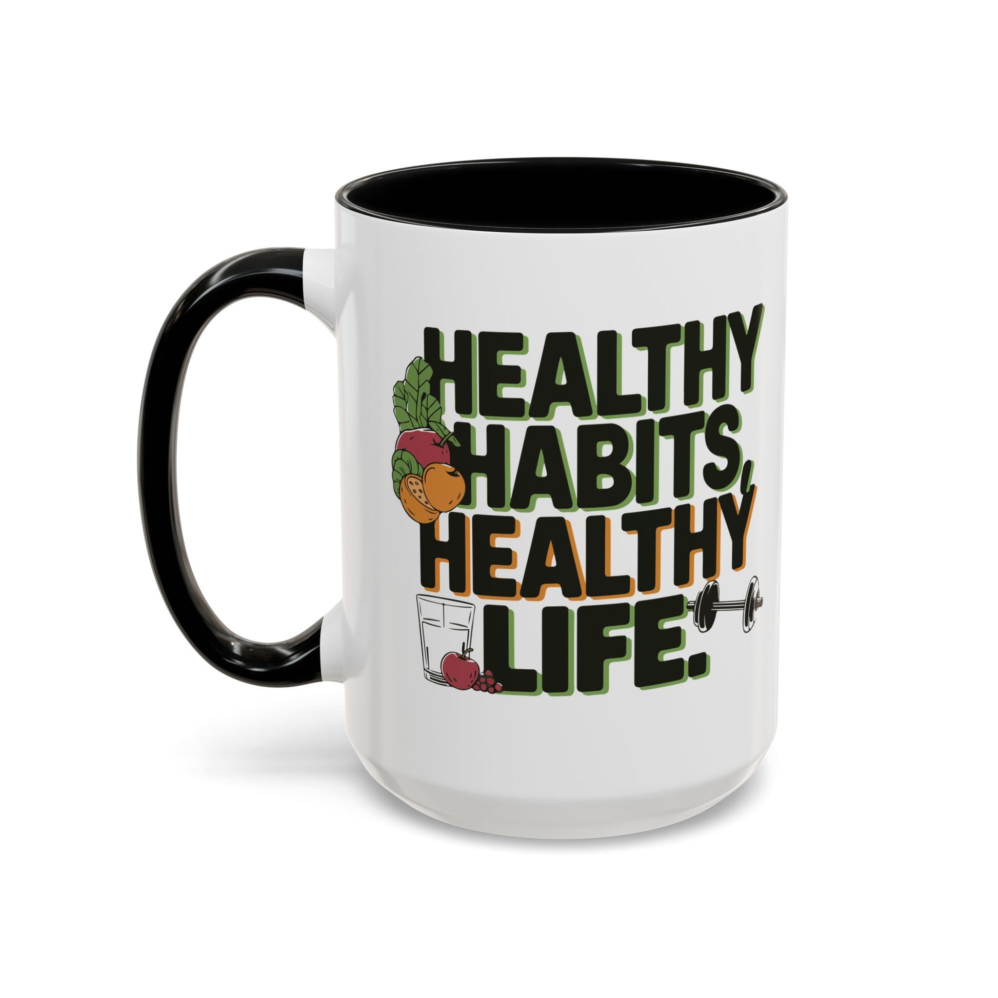 Healthy Habits Coffee Mug - Motivational Drinkware for Fitness Enthusiasts, Gym Gifts, Wellness Inspiration, Home Office Decor, Thoughtful - Graffiti