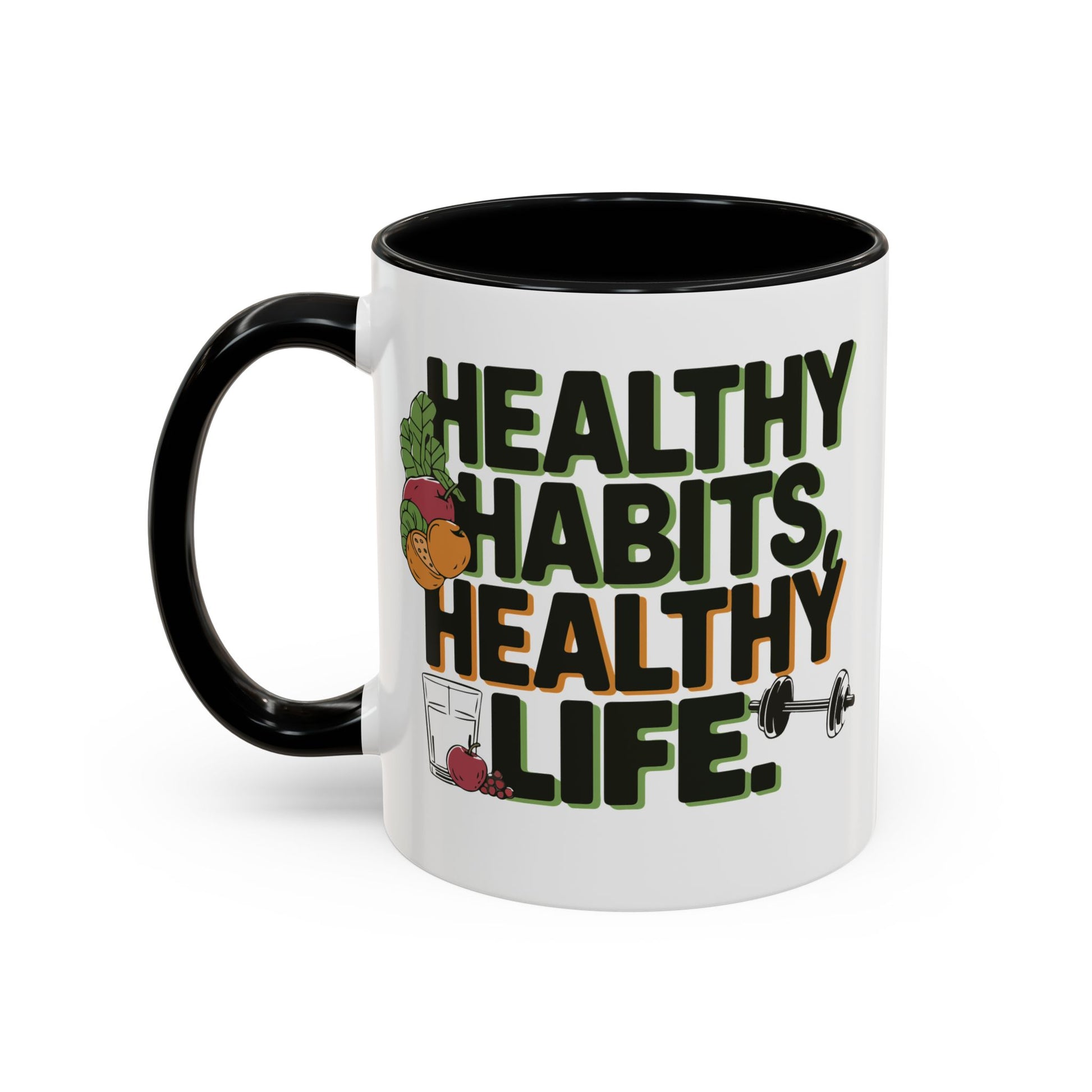 Healthy Habits Coffee Mug - Motivational Drinkware for Fitness Enthusiasts, Gym Gifts, Wellness Inspiration, Home Office Decor, Thoughtful - Graffiti