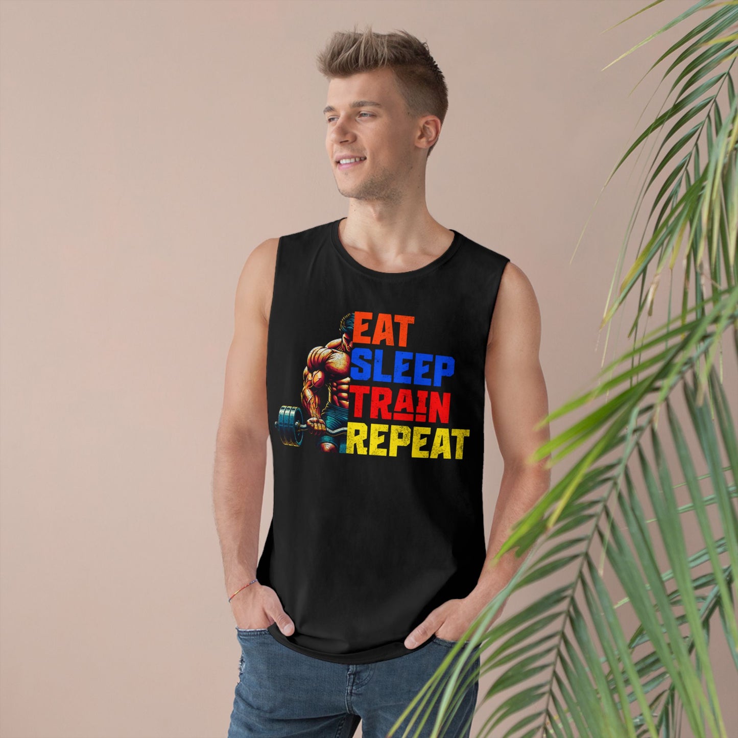 Tank Top - Men Barnard - Eat, Sleep, Train, and Repeat - Graffiti