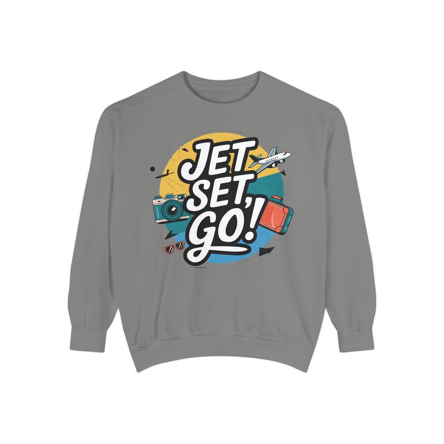 Jet Set Go Sweatshirt, Travel Enthusiast Gift, Cozy Adventure Sweatshirt, Vacation Outfit, Unisex Apparel - Graffiti