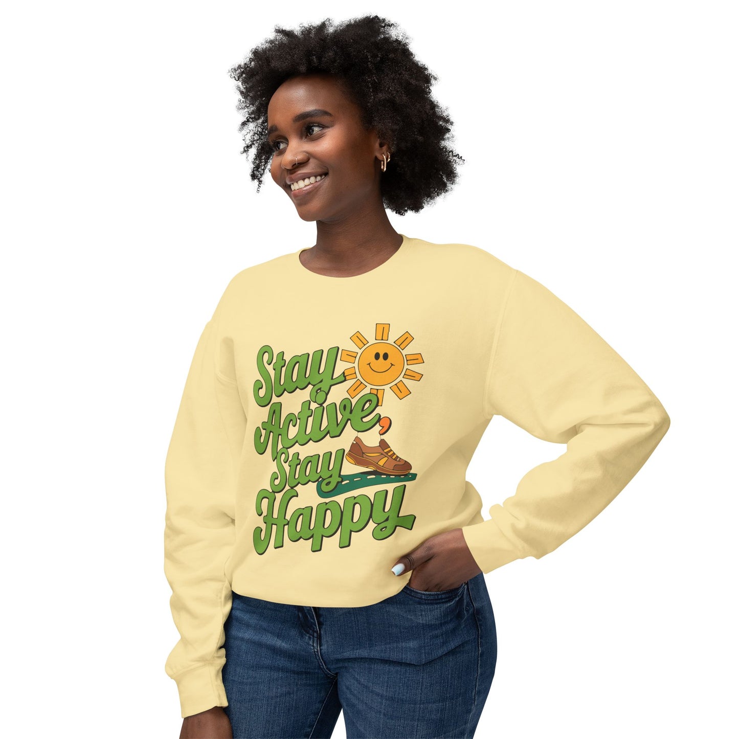 Motivational Stay Active Stay Happy Women Sweatshirt - Graffiti