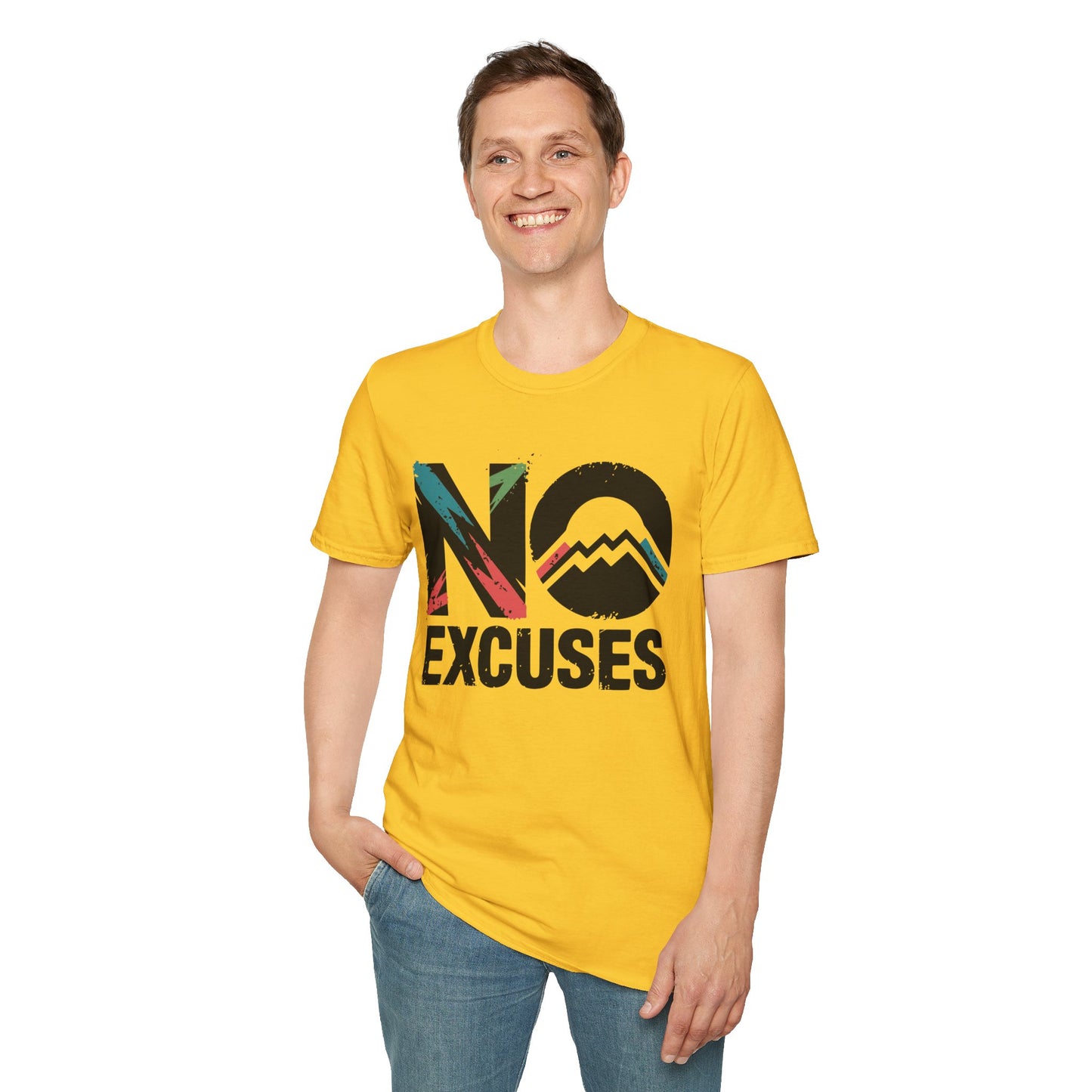 Motivational Unisex T-Shirt, No Excuses Tee, Casual Wear, Fitness Appare, Workout Gift, Positive Quote Shirt, Everyday Comfort - Graffiti