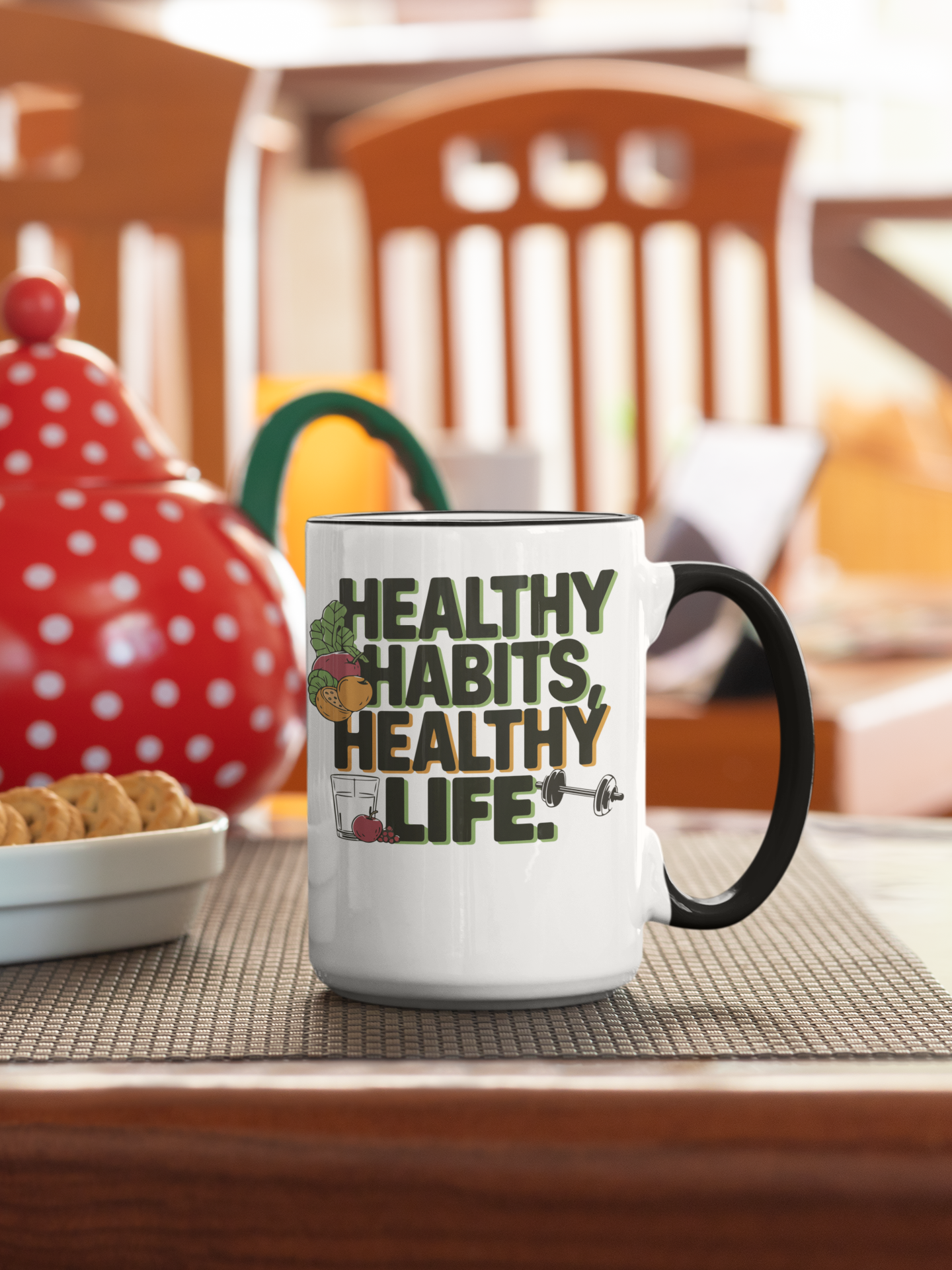 Healthy Habits Coffee Mug - Motivational Drinkware for Fitness Enthusiasts, Gym Gifts, Wellness Inspiration, Home Office Decor, Thoughtful - Graffiti