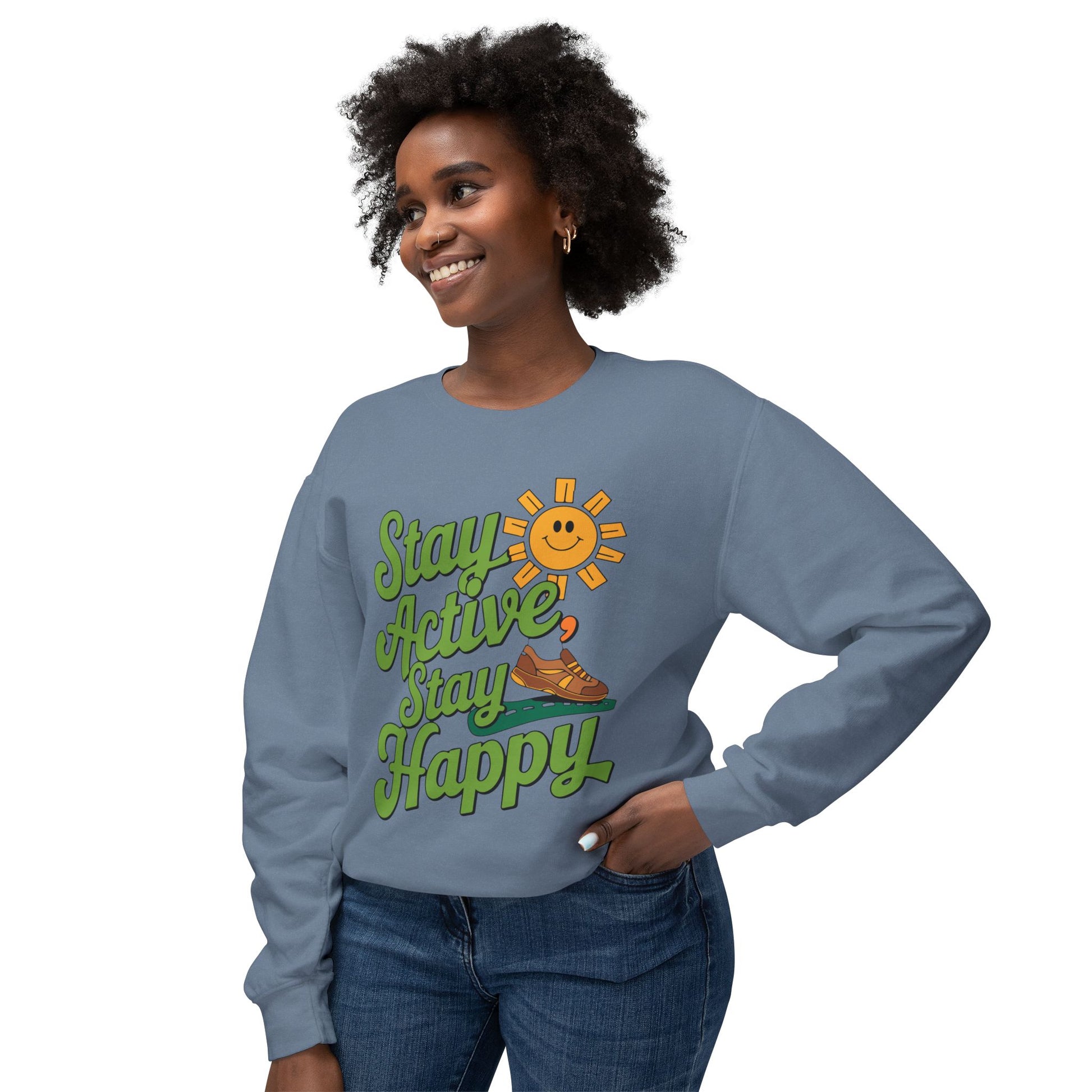 Motivational Stay Active Stay Happy Women Sweatshirt - Graffiti