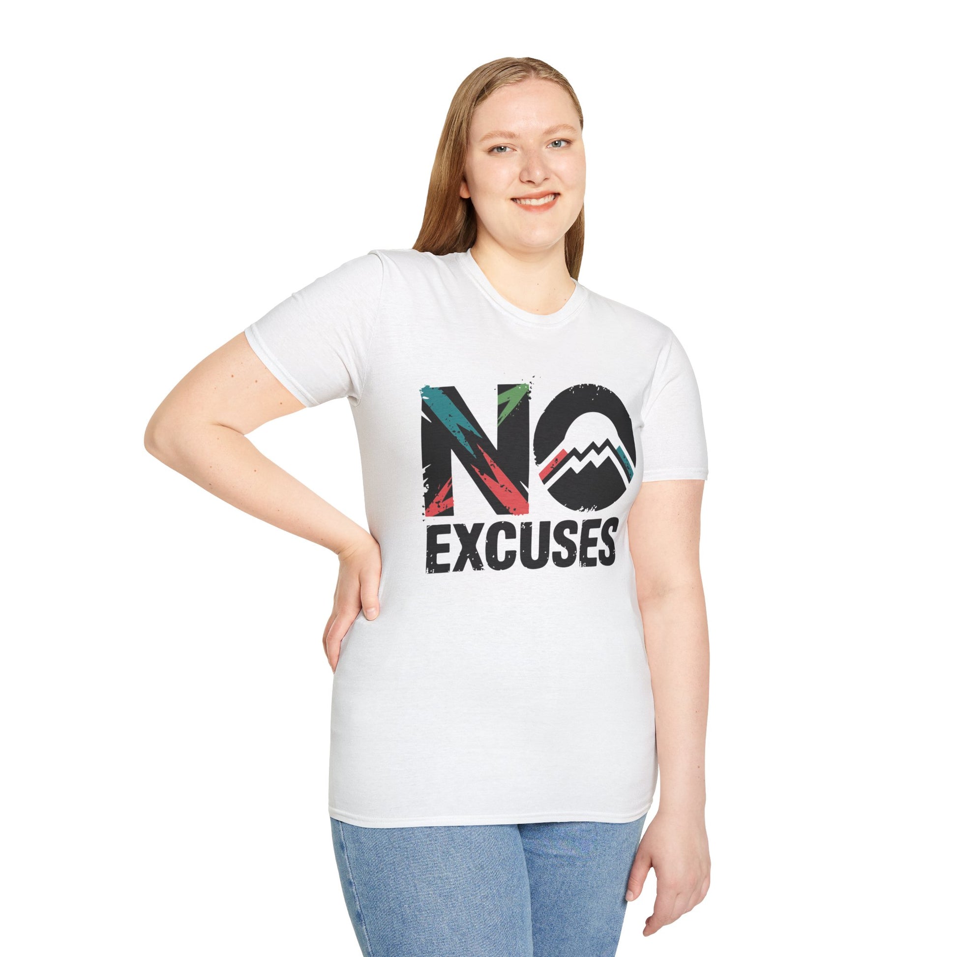 Motivational Unisex T-Shirt, No Excuses Tee, Casual Wear, Fitness Appare, Workout Gift, Positive Quote Shirt, Everyday Comfort - Graffiti