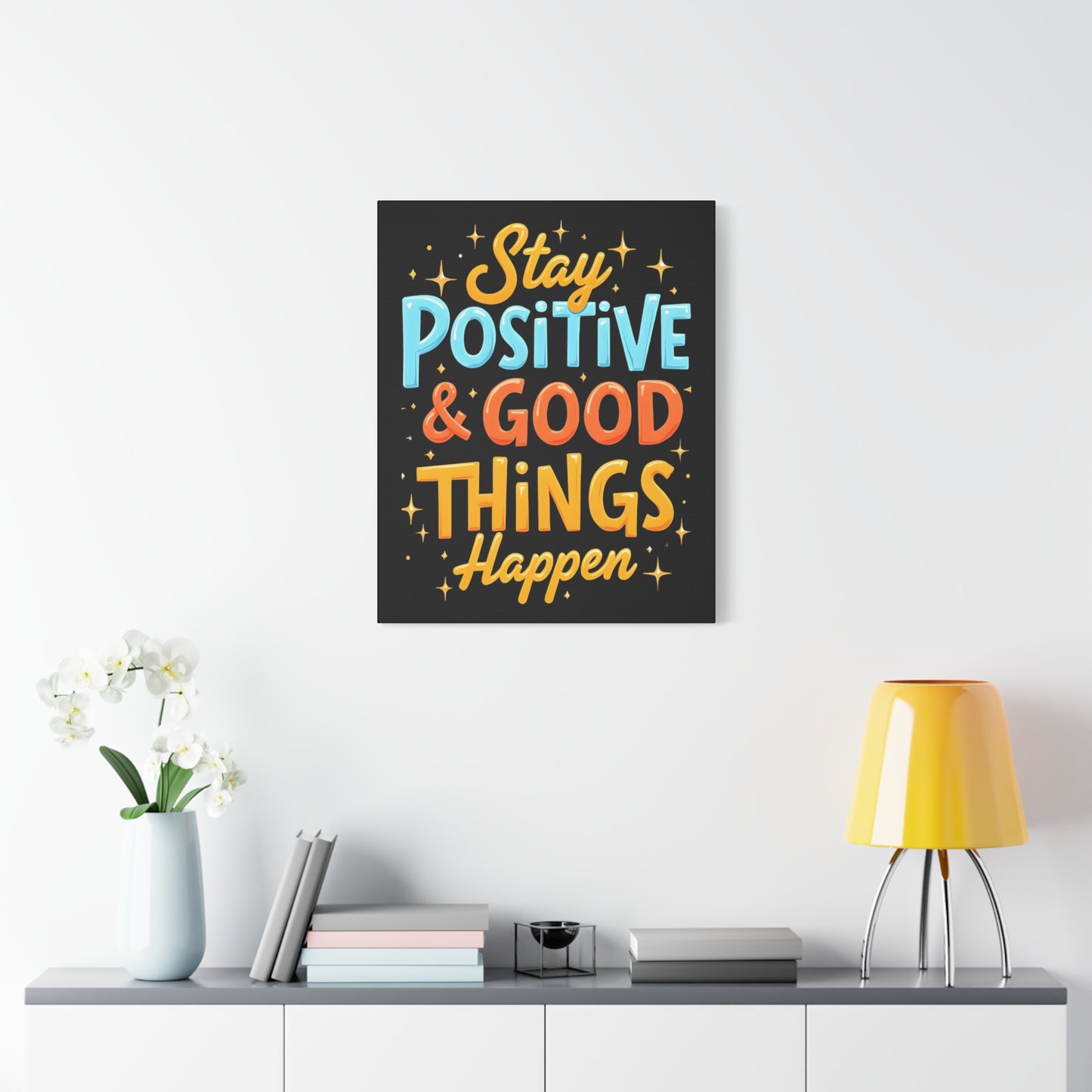 Positive Vibes Canvas Art - Stay Positive & Good Things Happen - Graffiti