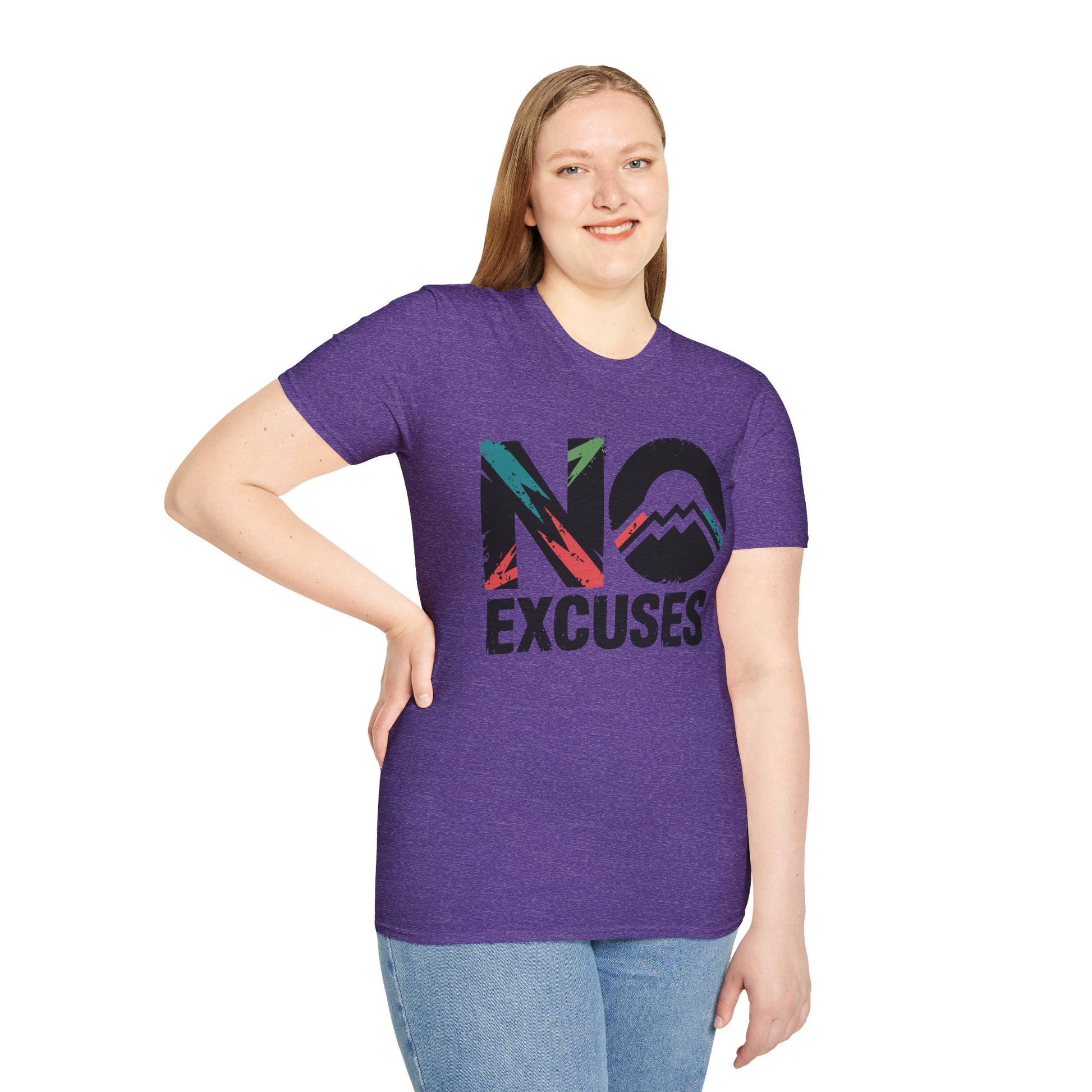 Motivational Unisex T-Shirt, No Excuses Tee, Casual Wear, Fitness Appare, Workout Gift, Positive Quote Shirt, Everyday Comfort - Graffiti