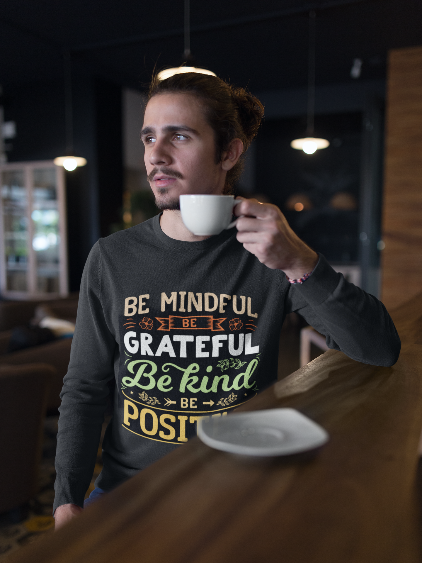 Mindful & Positive Sweatshirt - Unisex Fleece Crewneck - Graffiti