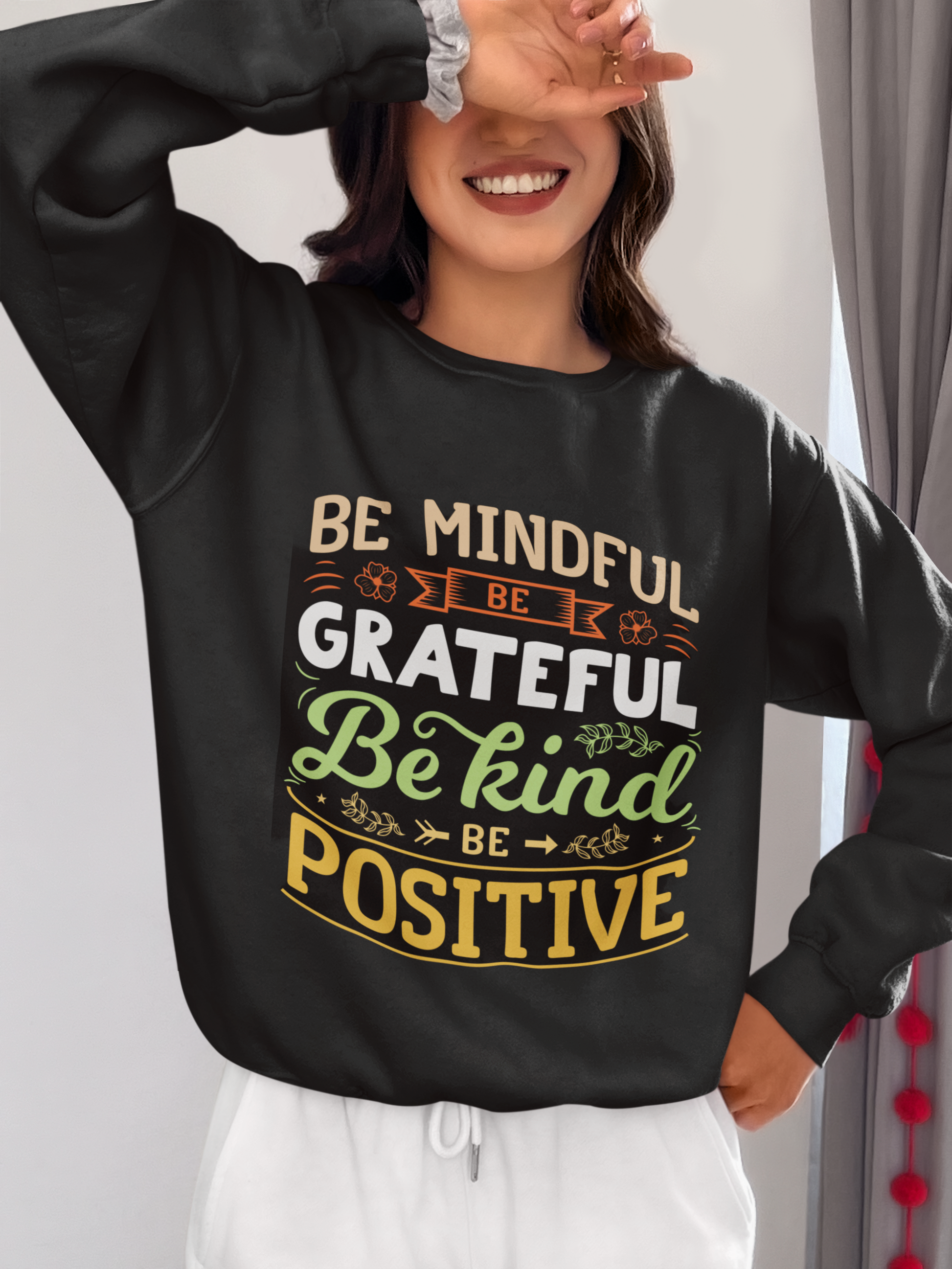 Mindful & Positive Sweatshirt - Unisex Fleece Crewneck - Graffiti