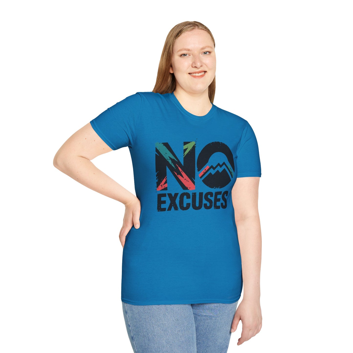 Motivational Unisex T-Shirt, No Excuses Tee, Casual Wear, Fitness Appare, Workout Gift, Positive Quote Shirt, Everyday Comfort - Graffiti