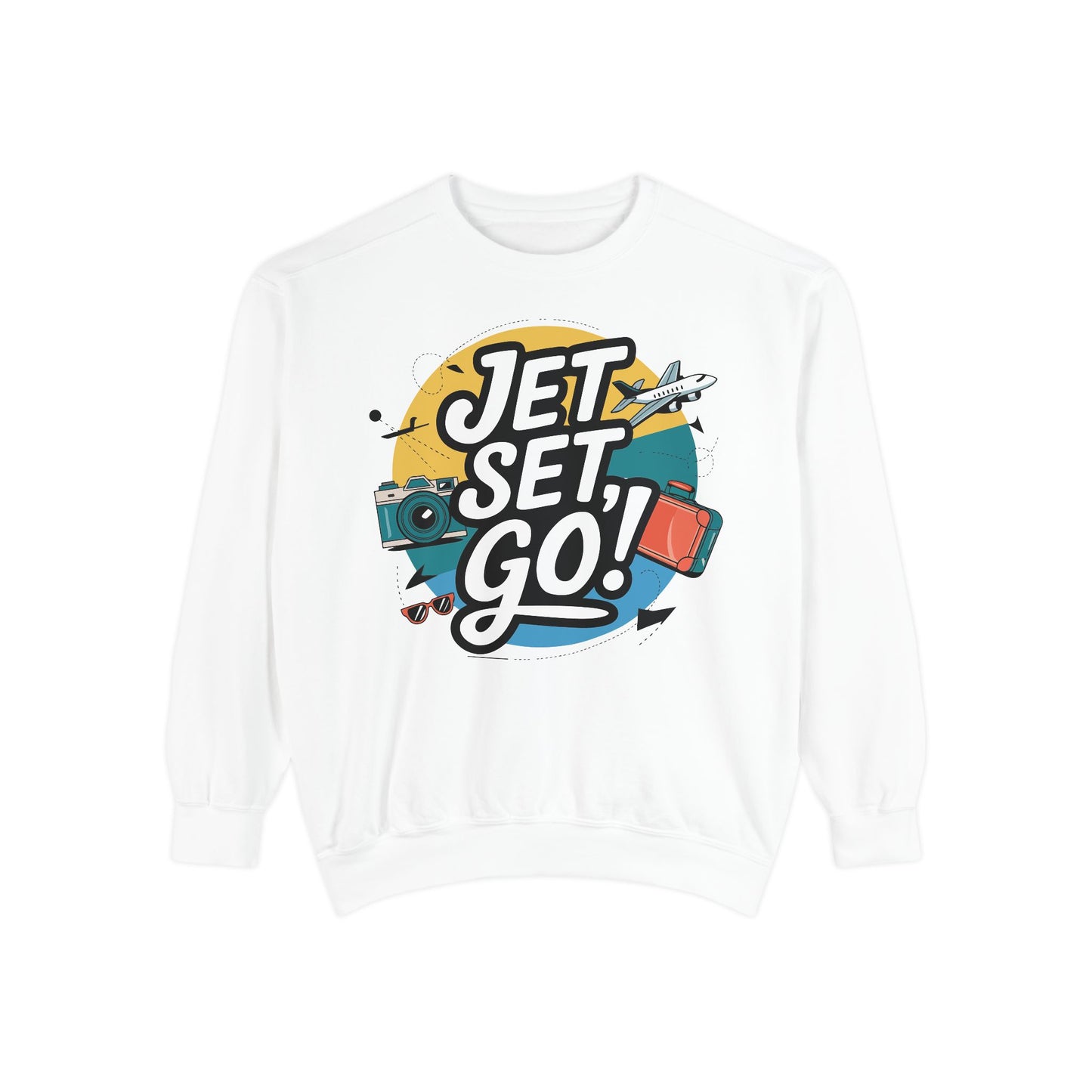 Jet Set Go Sweatshirt, Travel Enthusiast Gift, Cozy Adventure Sweatshirt, Vacation Outfit, Unisex Apparel - Graffiti