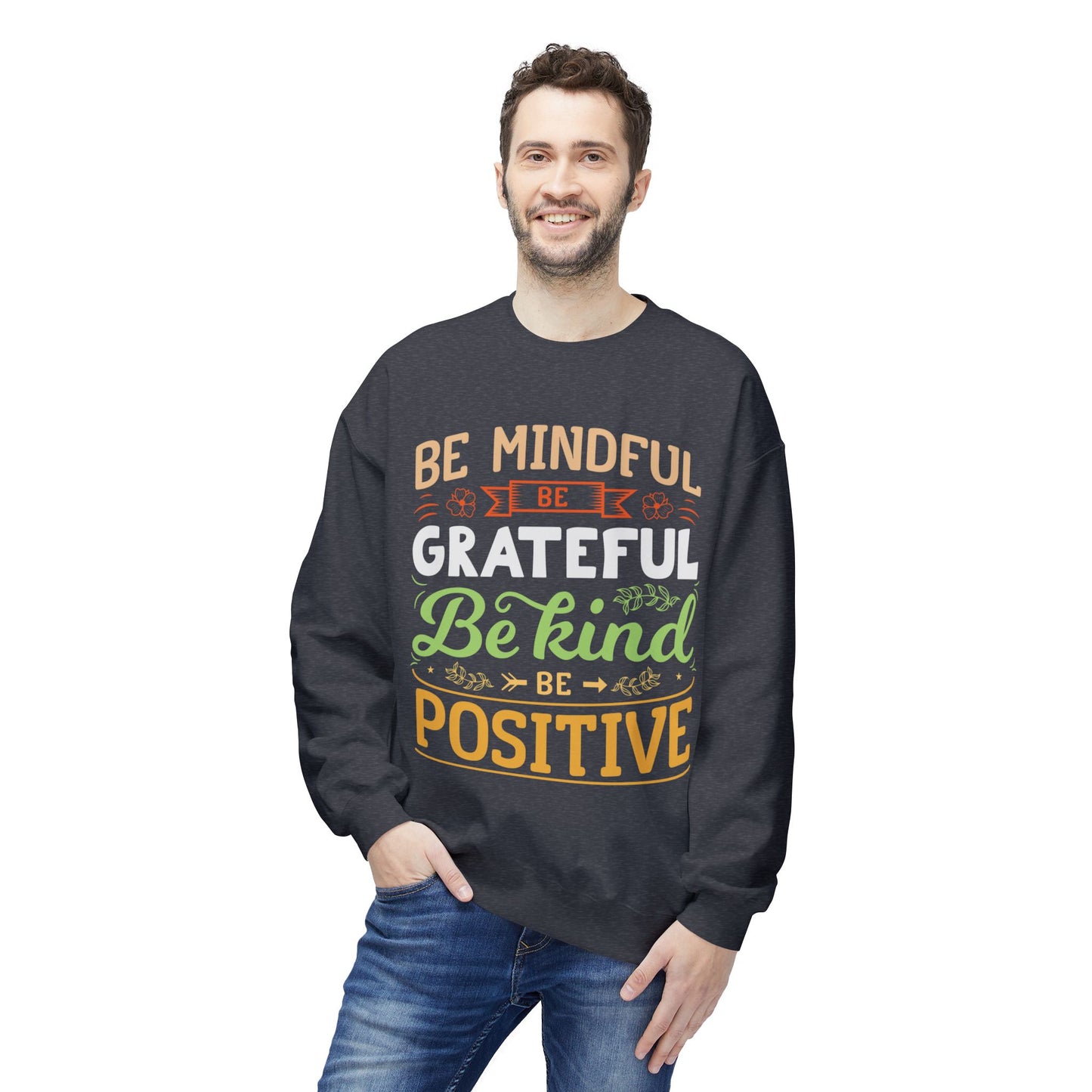 Mindful & Positive Sweatshirt - Unisex Fleece Crewneck - Graffiti