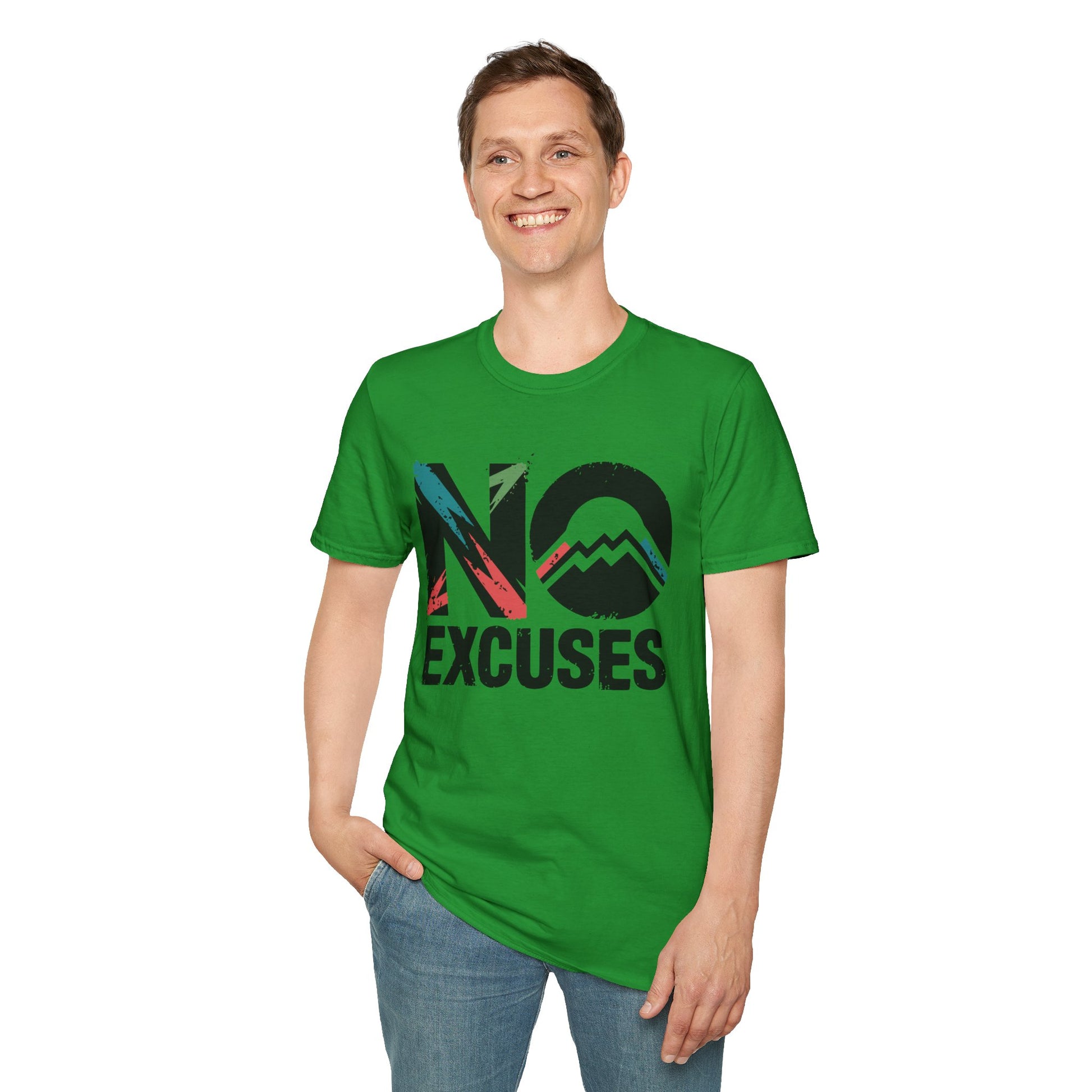 Motivational Unisex T-Shirt, No Excuses Tee, Casual Wear, Fitness Appare, Workout Gift, Positive Quote Shirt, Everyday Comfort - Graffiti