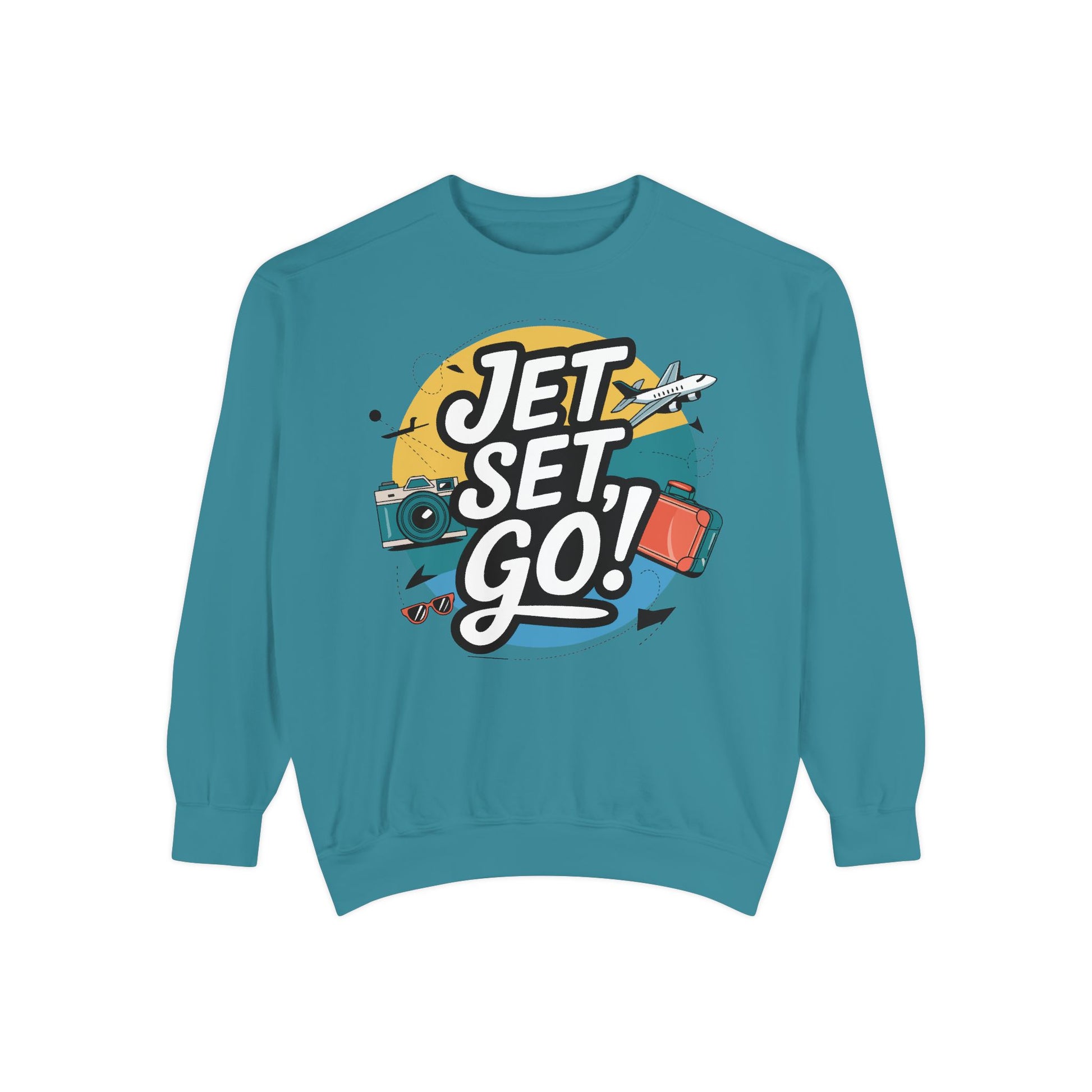 Jet Set Go Sweatshirt, Travel Enthusiast Gift, Cozy Adventure Sweatshirt, Vacation Outfit, Unisex Apparel - Graffiti