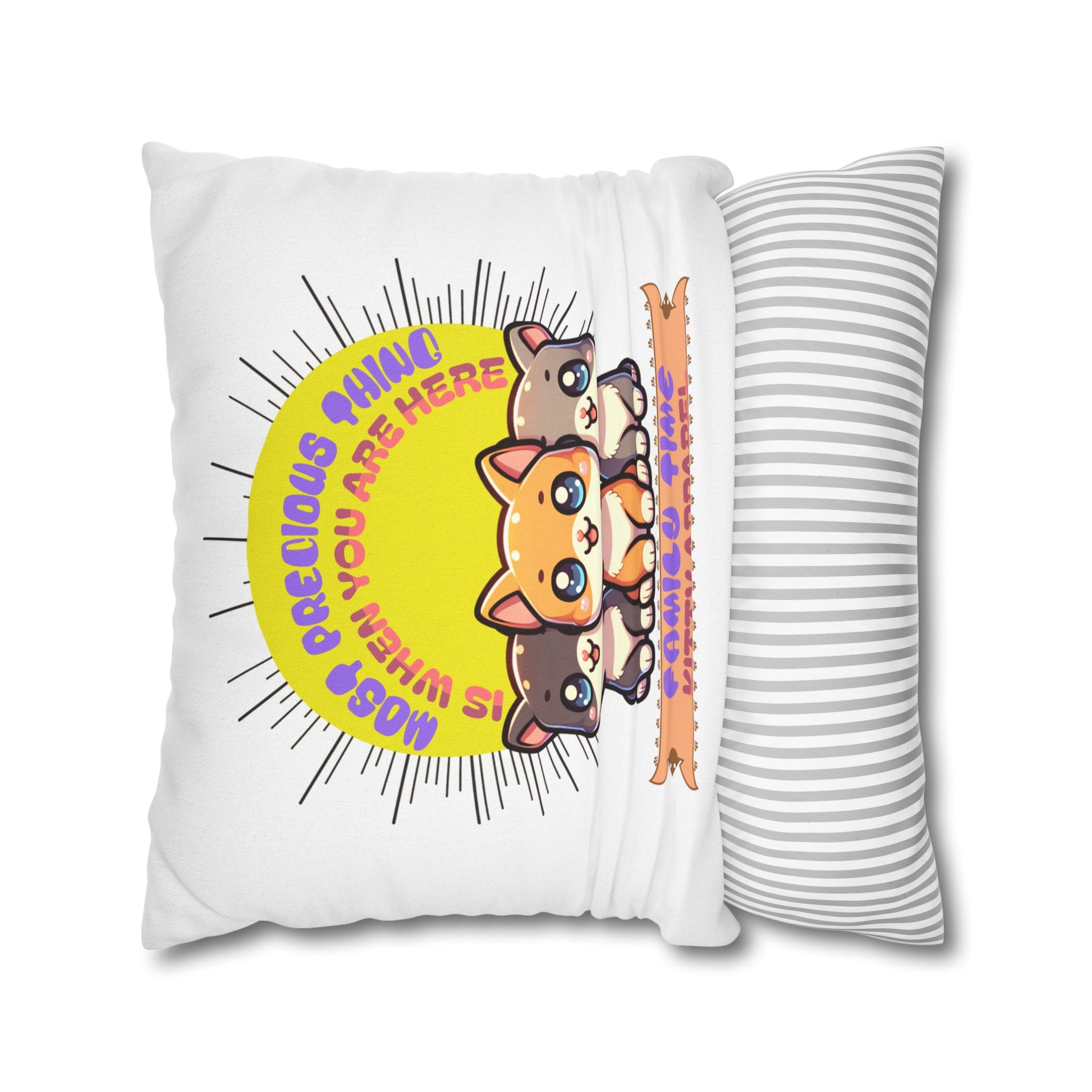 Family Time Cat-Themed Pillowcase - Cute & Cozy Home Decor - Graffiti