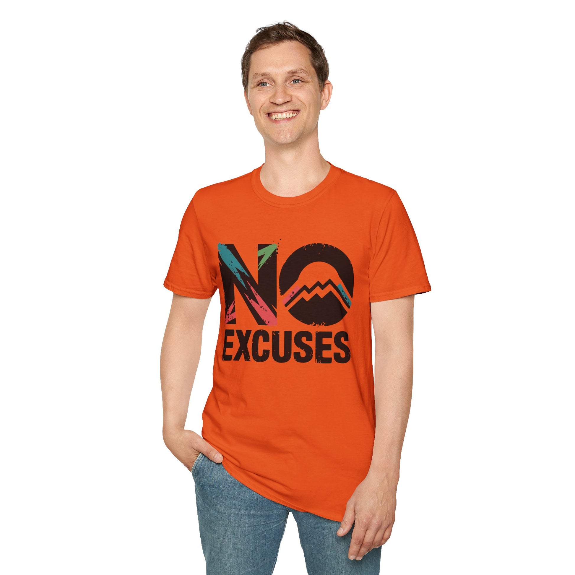 Motivational Unisex T-Shirt, No Excuses Tee, Casual Wear, Fitness Appare, Workout Gift, Positive Quote Shirt, Everyday Comfort - Graffiti