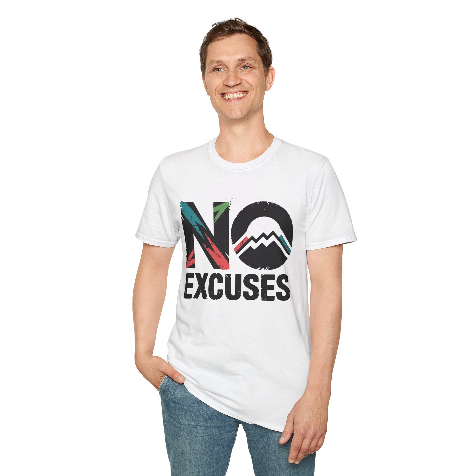 Motivational Unisex T-Shirt, No Excuses Tee, Casual Wear, Fitness Appare, Workout Gift, Positive Quote Shirt, Everyday Comfort - Graffiti