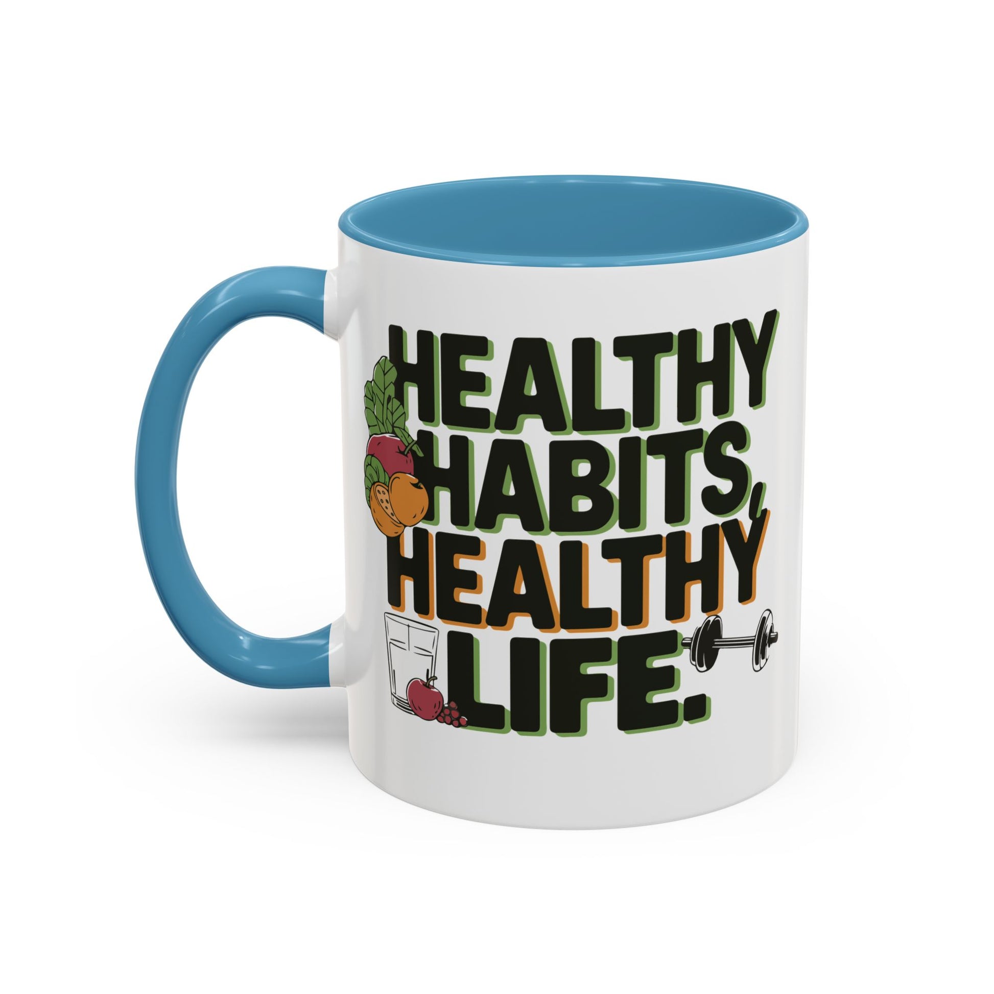 Healthy Habits Coffee Mug - Motivational Drinkware for Fitness Enthusiasts, Gym Gifts, Wellness Inspiration, Home Office Decor, Thoughtful - Graffiti