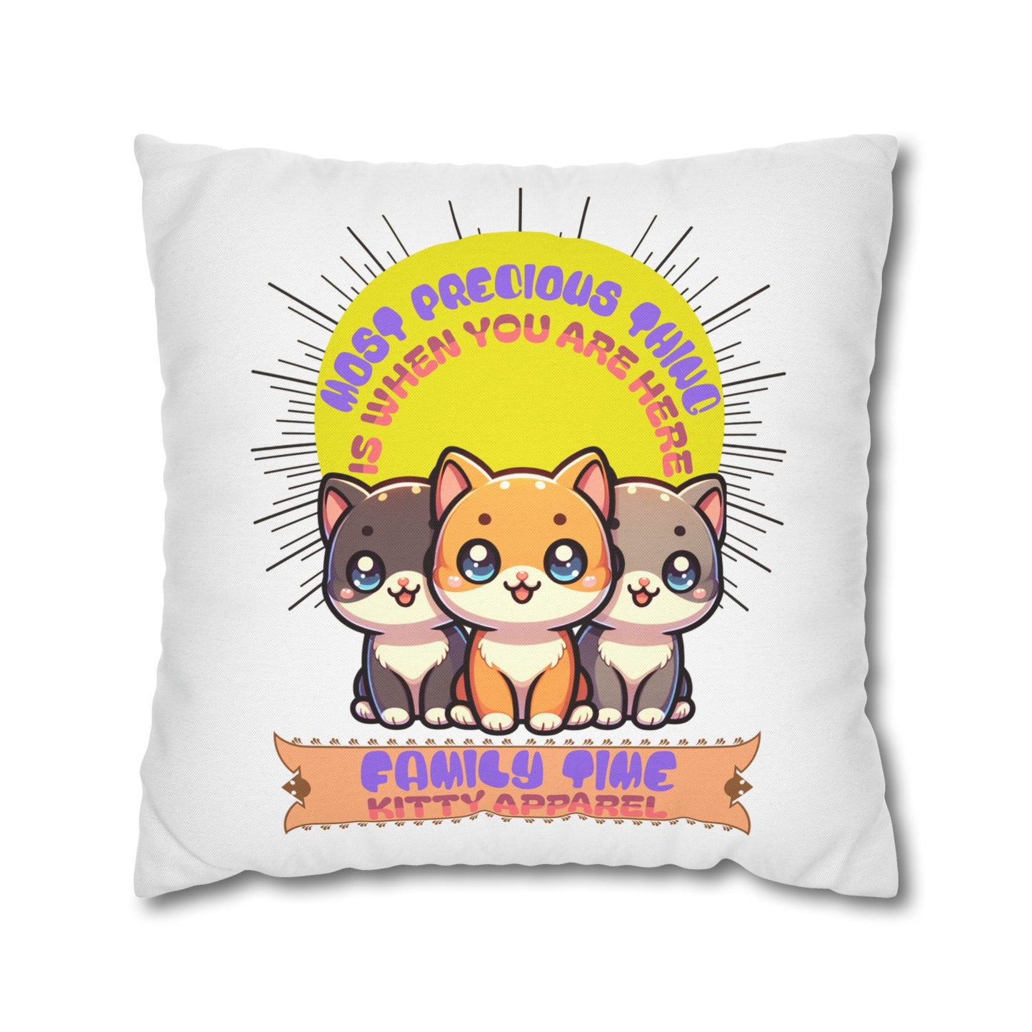 Family Time Cat-Themed Pillowcase - Cute & Cozy Home Decor - Graffiti