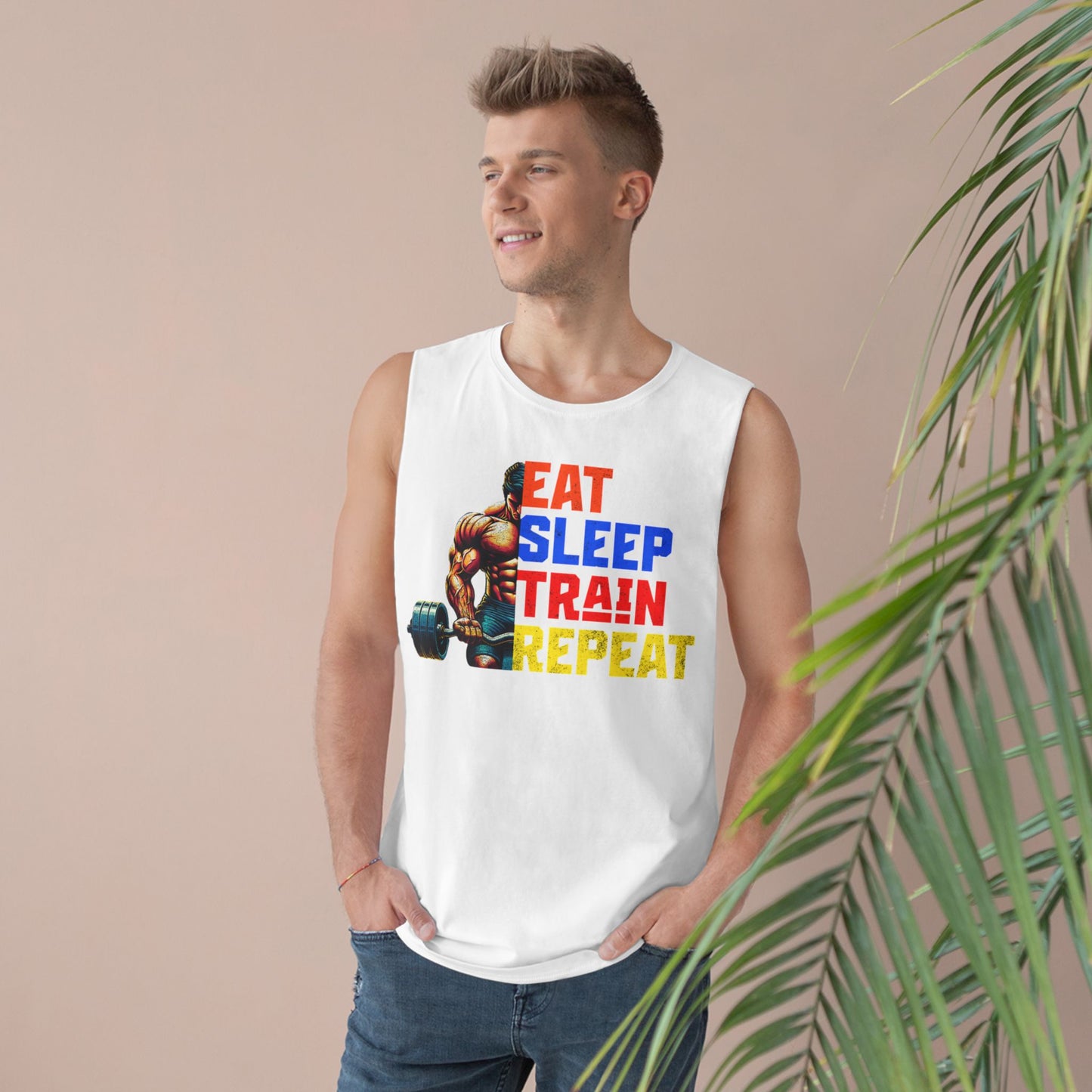 Tank Top - Men Barnard - Eat, Sleep, Train, and Repeat - Graffiti