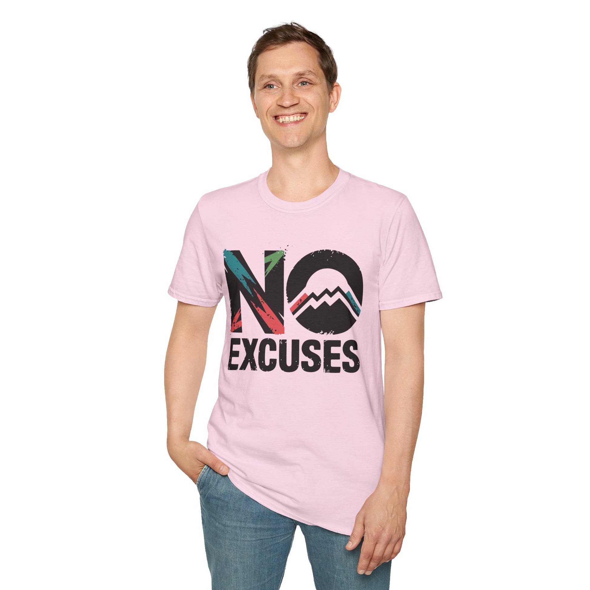 Motivational Unisex T-Shirt, No Excuses Tee, Casual Wear, Fitness Appare, Workout Gift, Positive Quote Shirt, Everyday Comfort - Graffiti