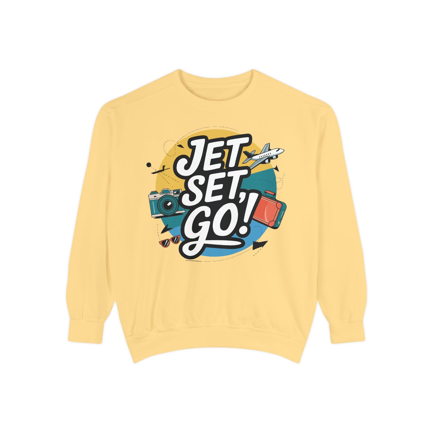 Jet Set Go Sweatshirt, Travel Enthusiast Gift, Cozy Adventure Sweatshirt, Vacation Outfit, Unisex Apparel - Graffiti