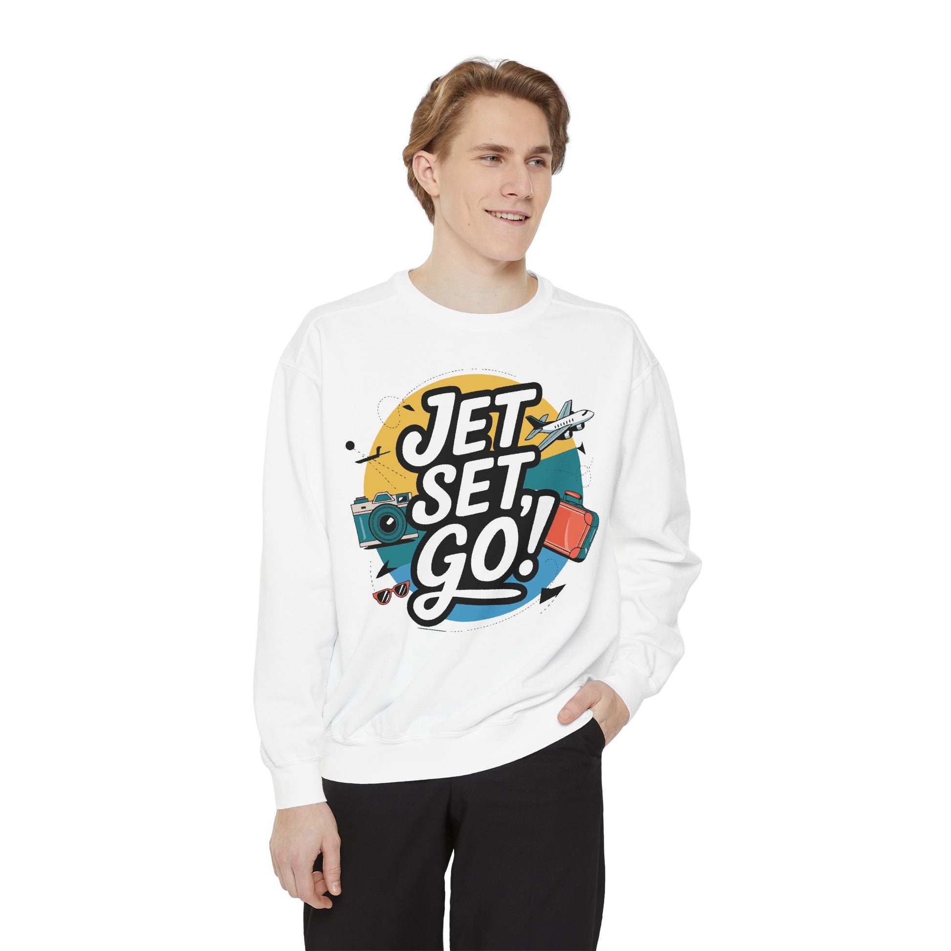 Jet Set Go Sweatshirt, Travel Enthusiast Gift, Cozy Adventure Sweatshirt, Vacation Outfit, Unisex Apparel - Graffiti