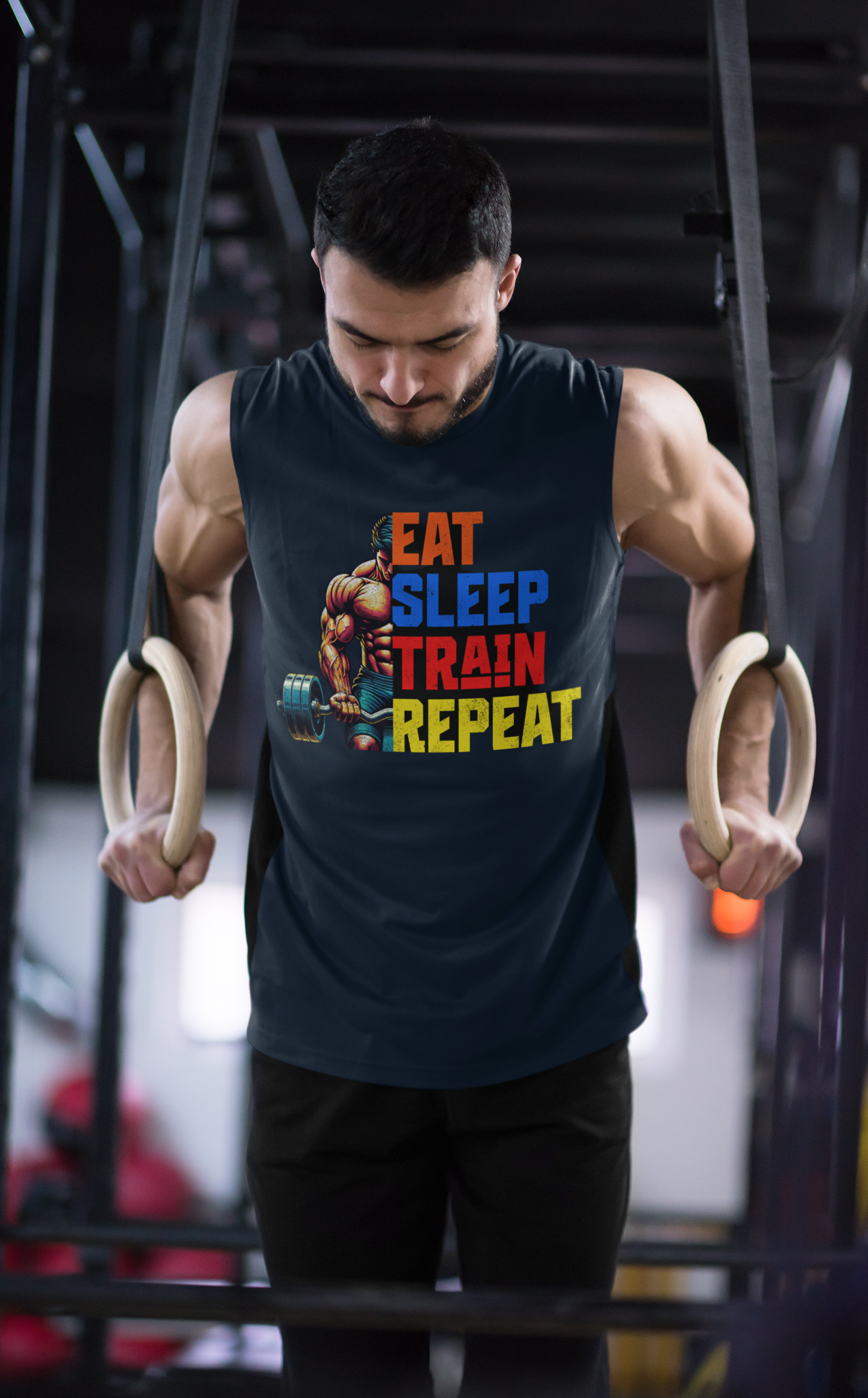 Tank Top - Men Barnard - Eat, Sleep, Train, and Repeat - Graffiti