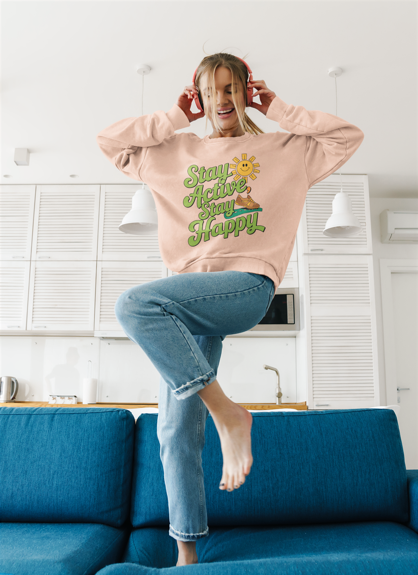 Motivational Stay Active Stay Happy Women Sweatshirt - Graffiti