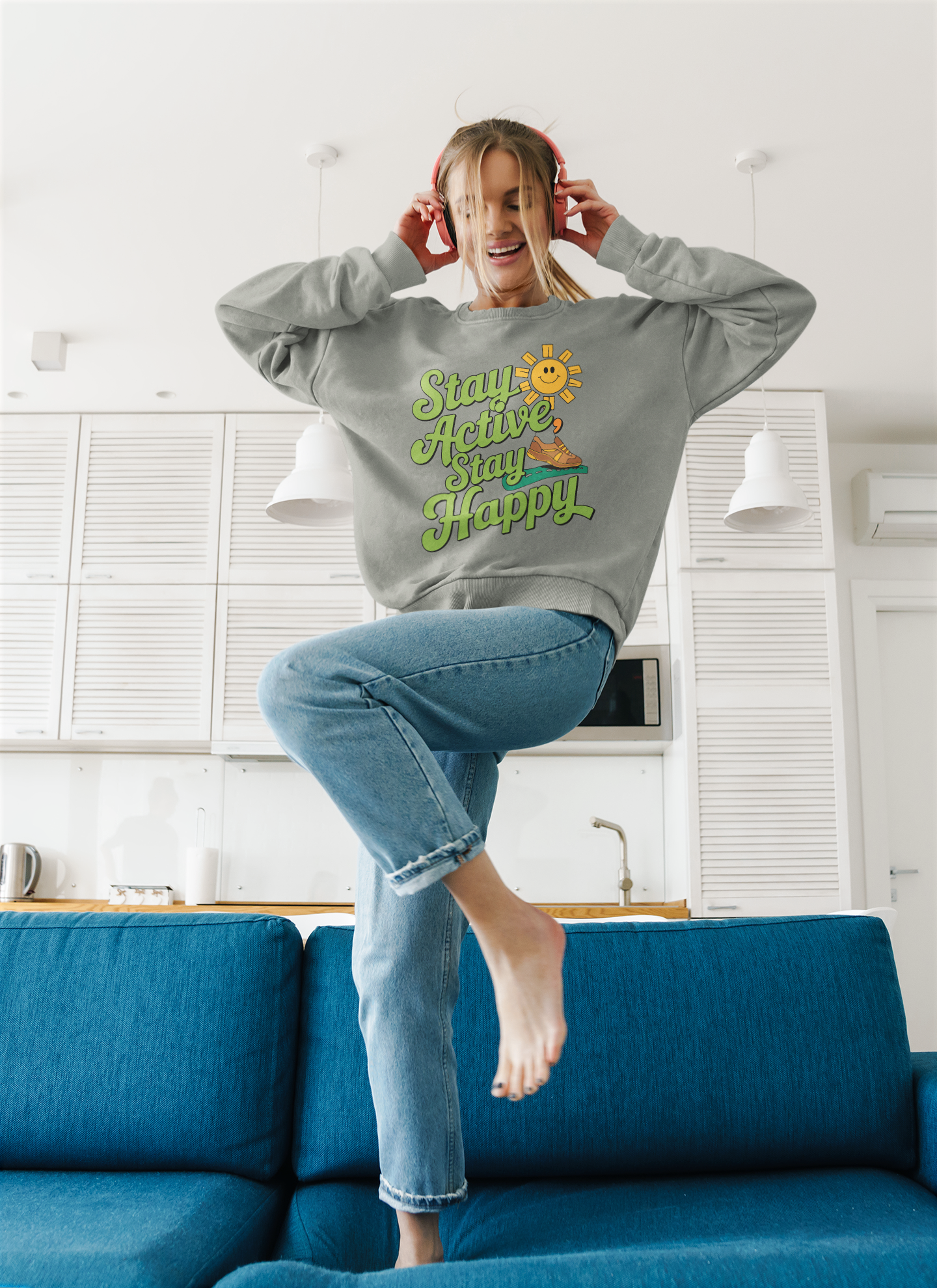 Motivational Stay Active Stay Happy Women Sweatshirt - Graffiti