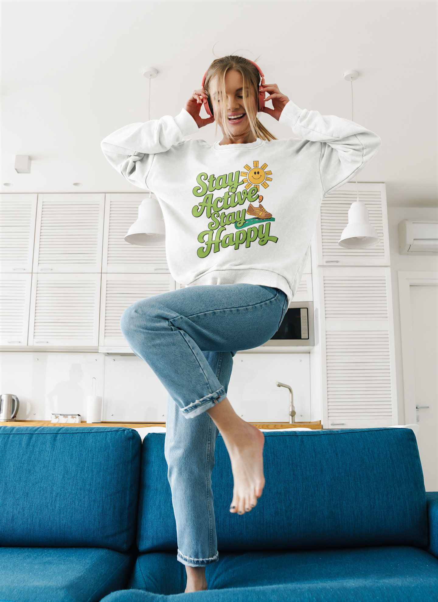 Motivational Stay Active Stay Happy Women Sweatshirt - Graffiti