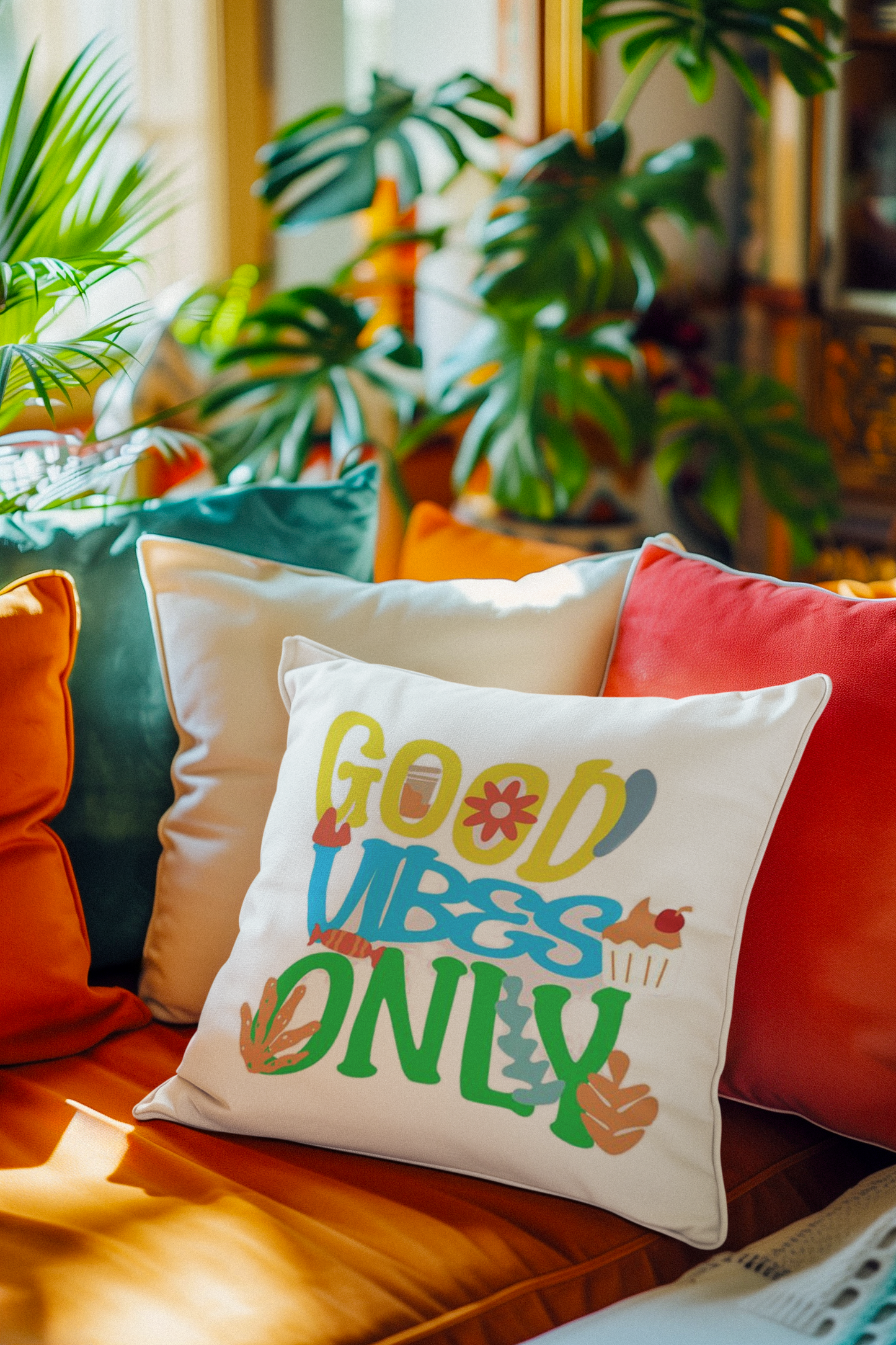 Good Vibes Only Decorative Pillow - Graffiti