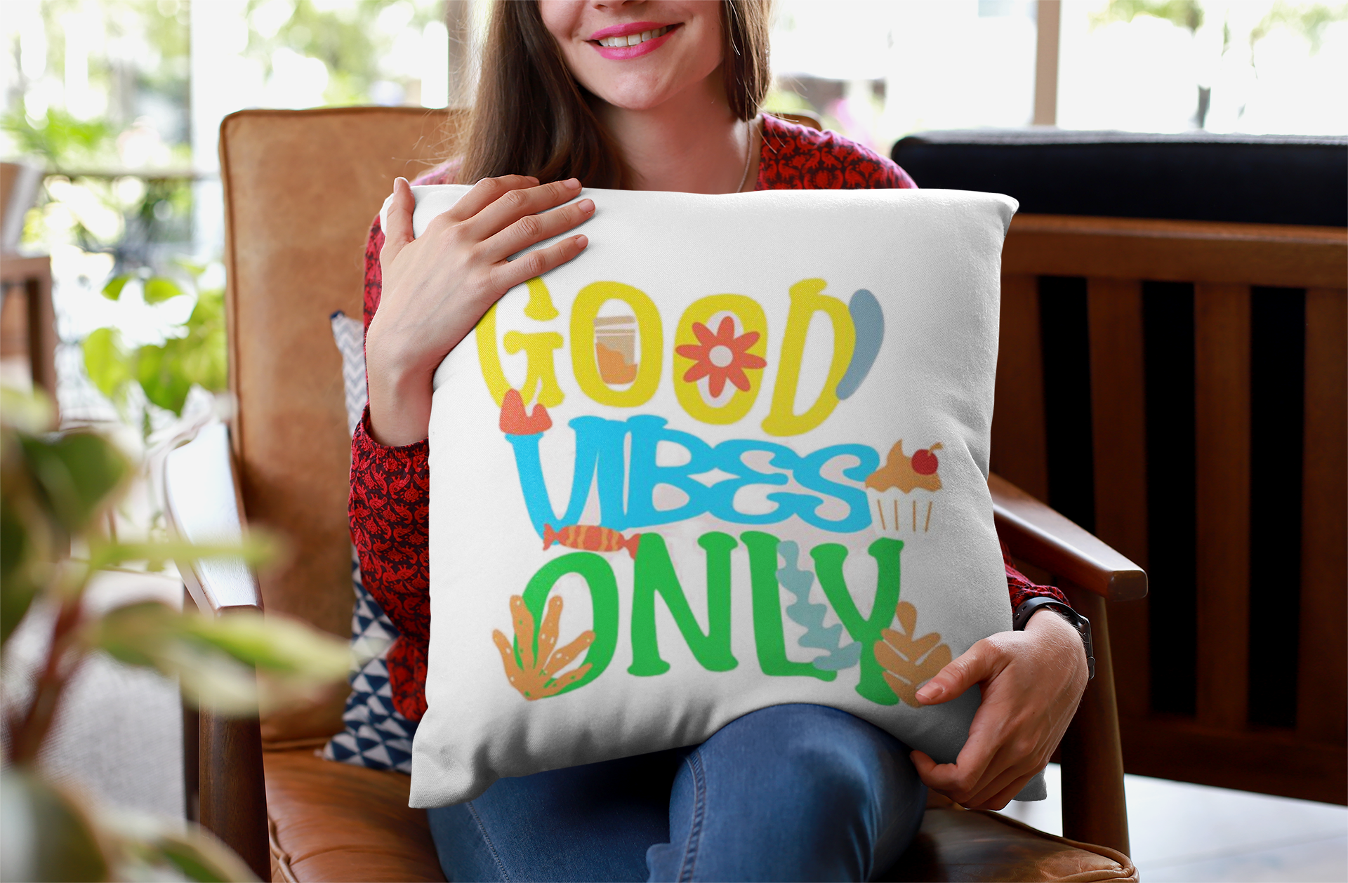 Good Vibes Only Decorative Pillow - Graffiti