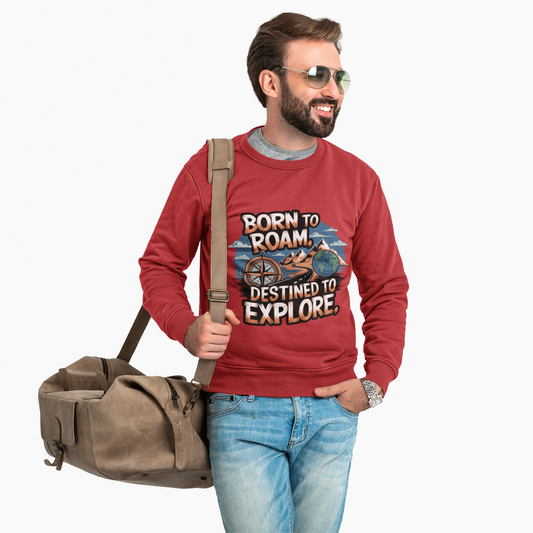 Adventure Sweatshirt - 'Born to Roam, Destined to Explore' - Cozy Crewneck, Perfect for Travelers, Outdoor Enthusiasts, Gifts, Travel Attire - Graffiti