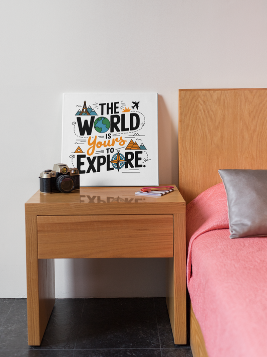 Adventure Canvas Wall Art - The World is Yours to Explore, Travel Decor, Inspirational Art, Gift for Wanderlusters, Home Decor - Graffiti