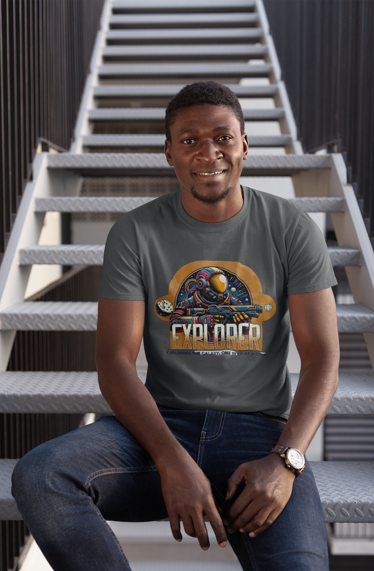 Galactic Explorer Unisex Heavy Cotton Tee - Explore the Galaxy in Style - Graffiti