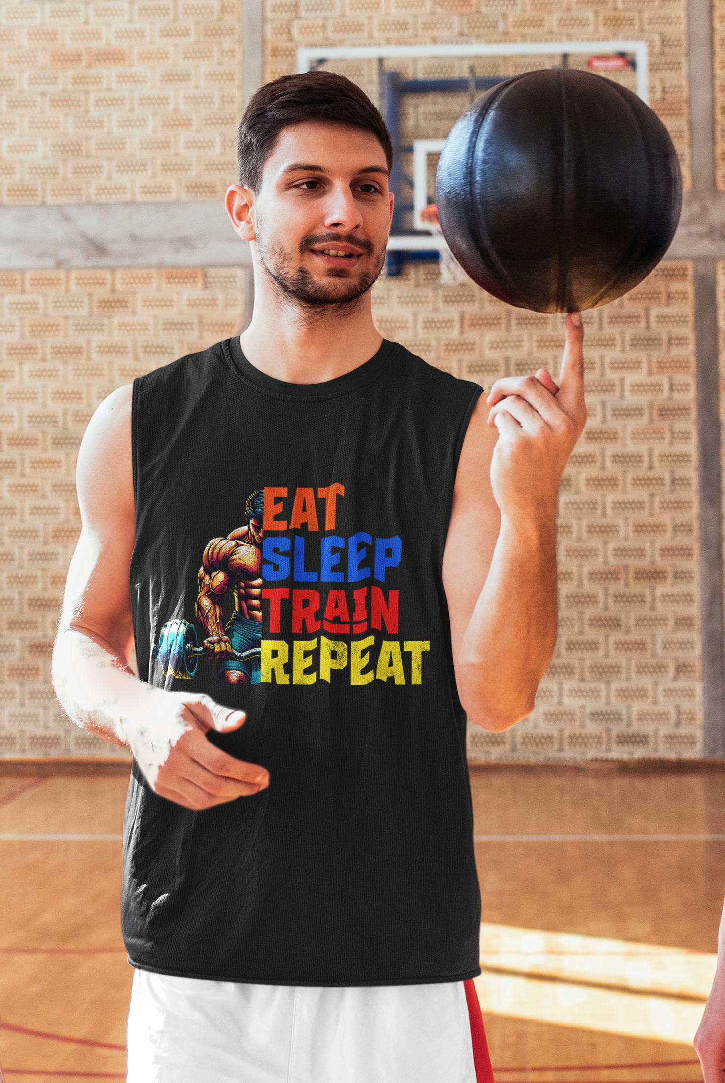 Tank Top - Men Barnard - Eat, Sleep, Train, and Repeat - Graffiti