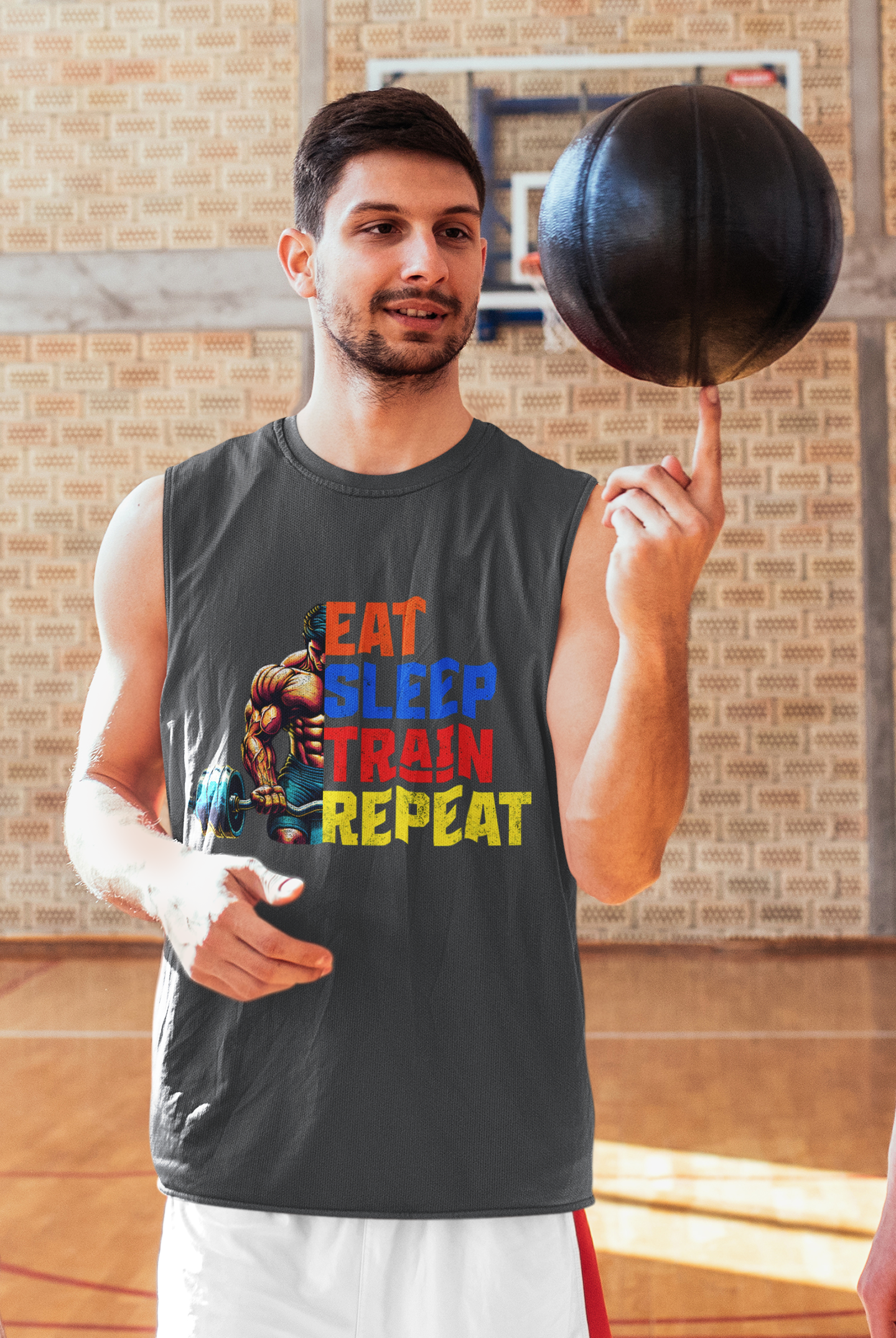 Tank Top - Men Barnard - Eat, Sleep, Train, and Repeat - Graffiti